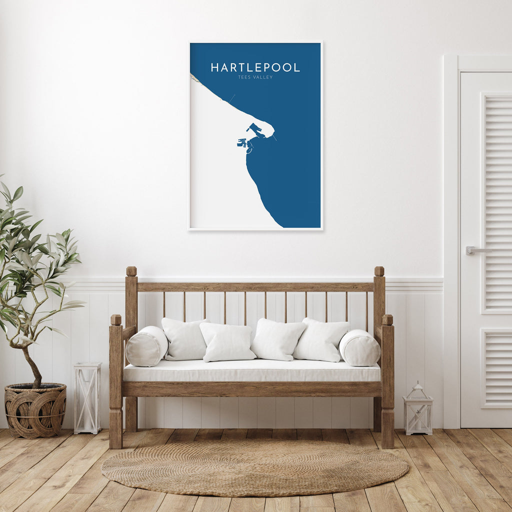 Hartlepool Map Art - Hartlepool Art Print, North East England, Hartlepool Beach Print, Nautical Décor, City Map Art, UK Cities, UK Coast