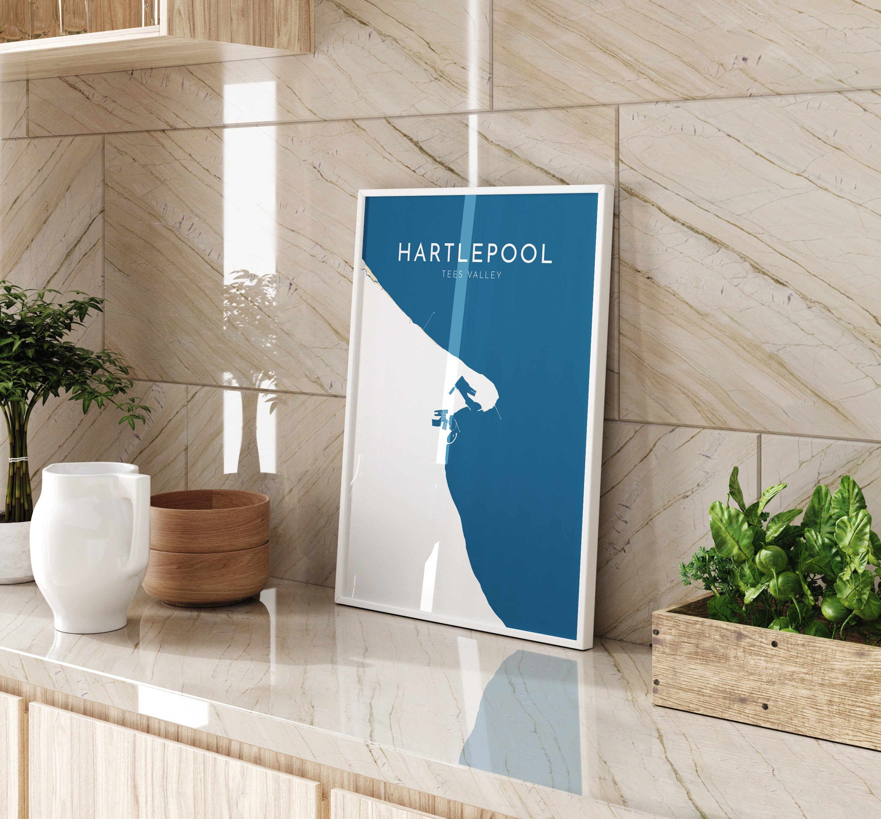 Hartlepool Map Art - Hartlepool Art Print, North East England, Hartlepool Beach Print, Nautical Décor, City Map Art, UK Cities, UK Coast