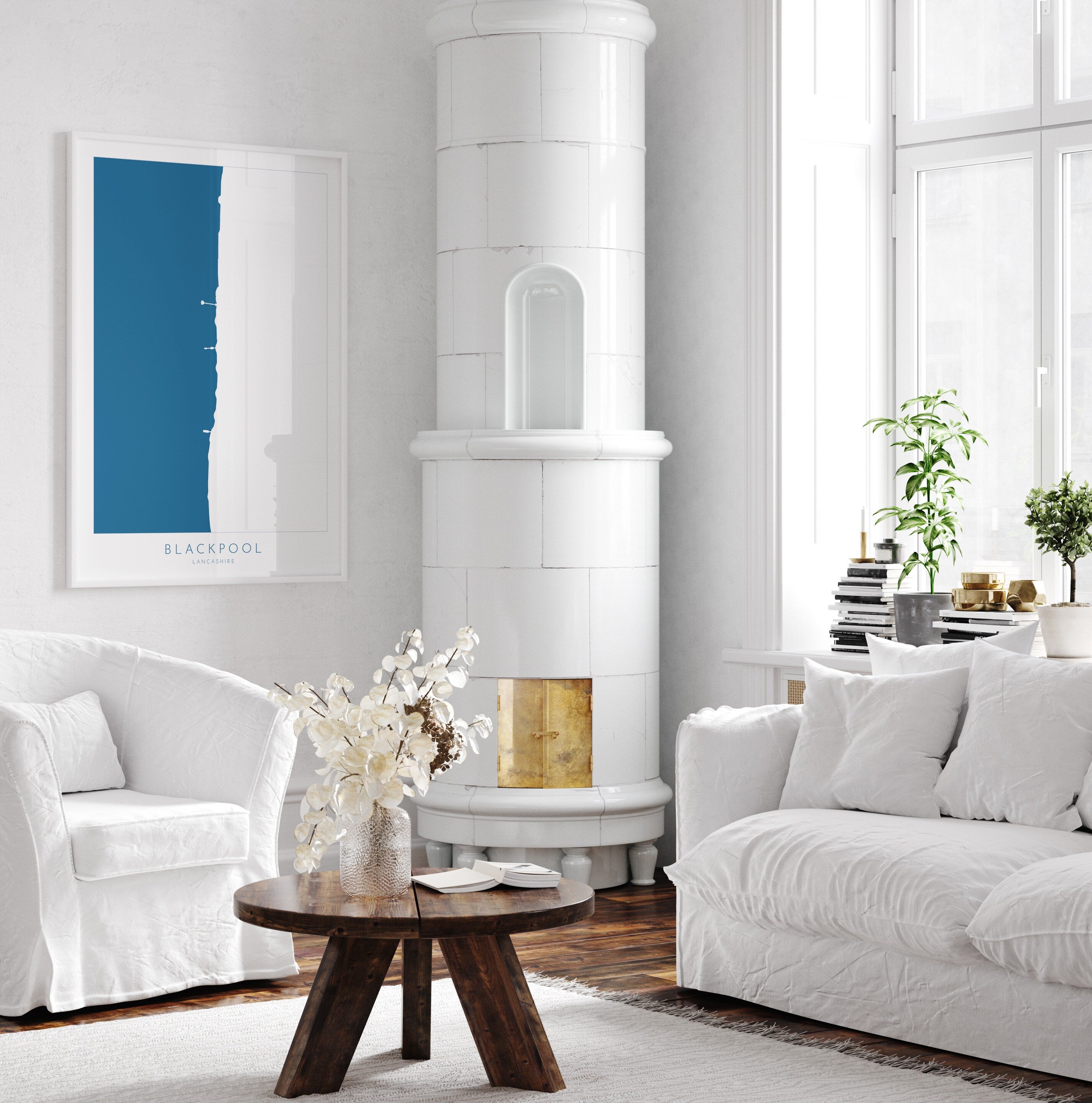 Blackpool Map Print - Blackpool Beach Art, Blackpool Piers Poster, Lancashire Map Art, Blackpool Pier Art Print, Blackpool Travel Poster