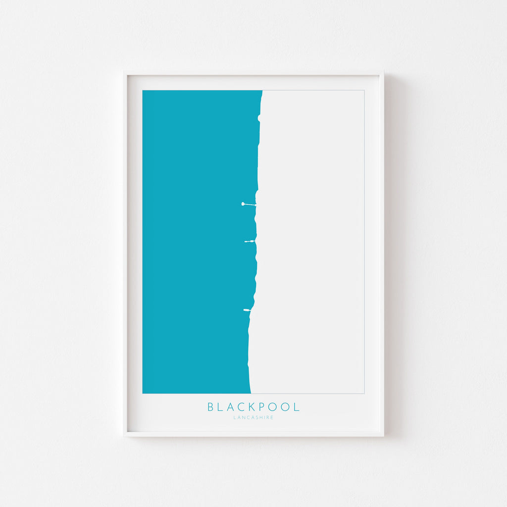 Blackpool Map Print - Blackpool Beach Art, Blackpool Piers Poster, Lancashire Map Art, Blackpool Pier Art Print, Blackpool Travel Poster