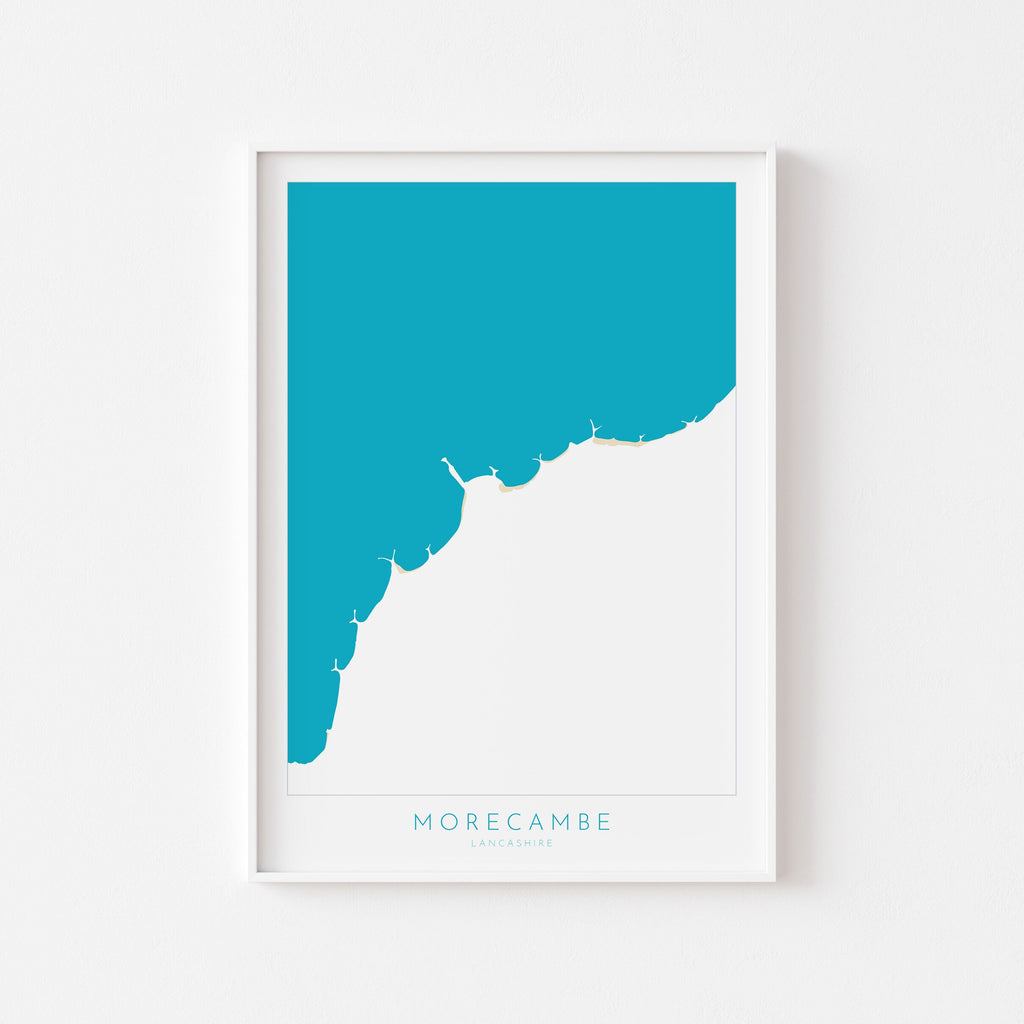 Morecambe Map Print - Morecambe Beach Art, Morecambe Bay Poster, Lancashire Map Art, Morecambe Art Print, Blackpool Travel Poster