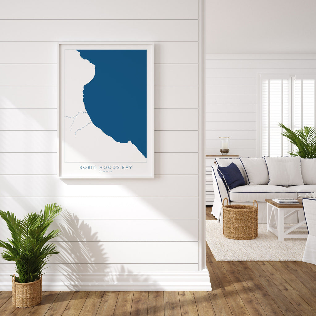 Robin Hood's Bay Map Print - Robin Hoods Bay Beach Art, Yorkshire Map Art, Whitby Print, Yorkshire Coast Travel Poster, A1, A2, A3, A4, Gift