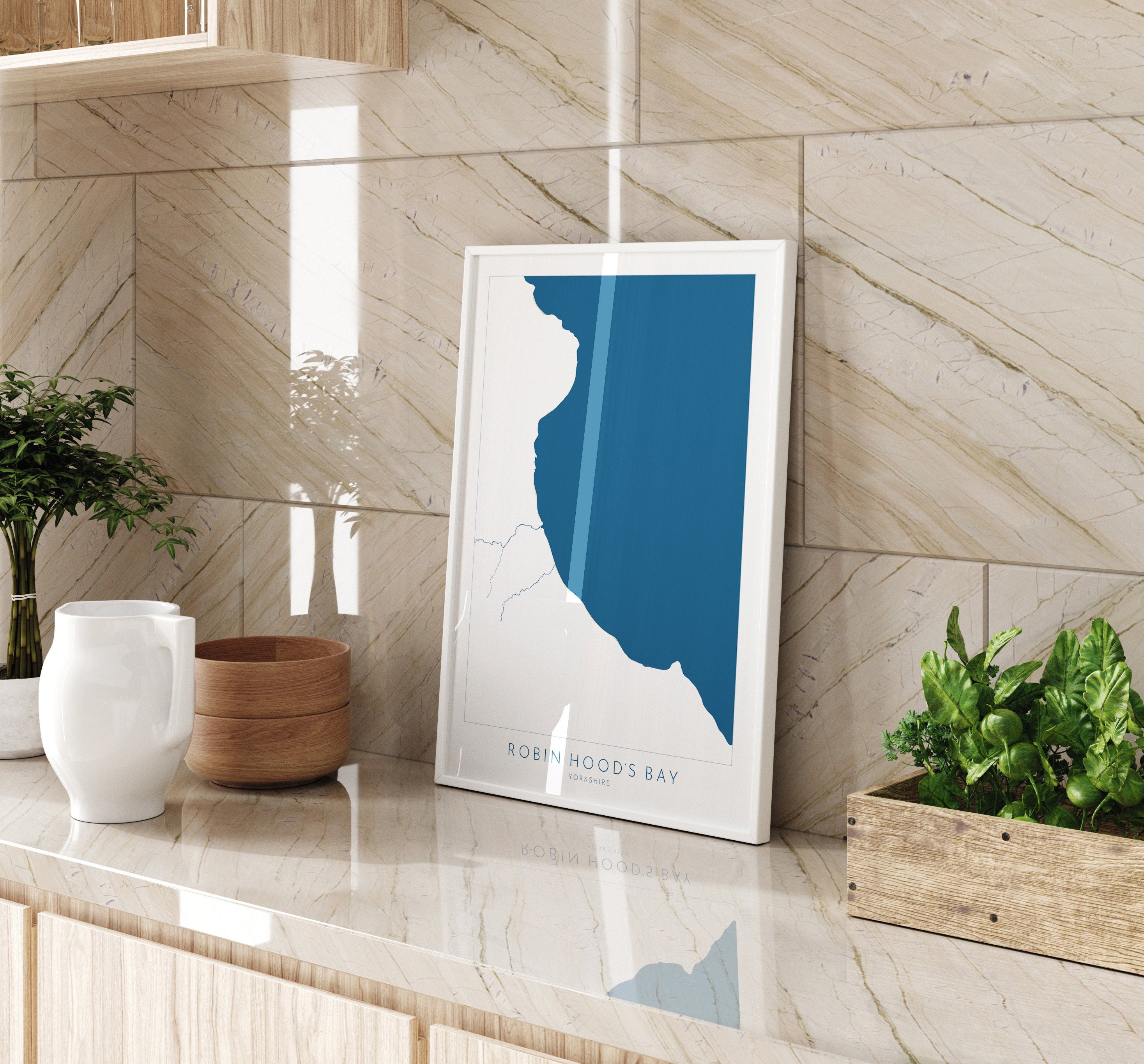 Robin Hood's Bay Map Print - Robin Hoods Bay Beach Art, Yorkshire Map Art, Whitby Print, Yorkshire Coast Travel Poster, A1, A2, A3, A4, Gift