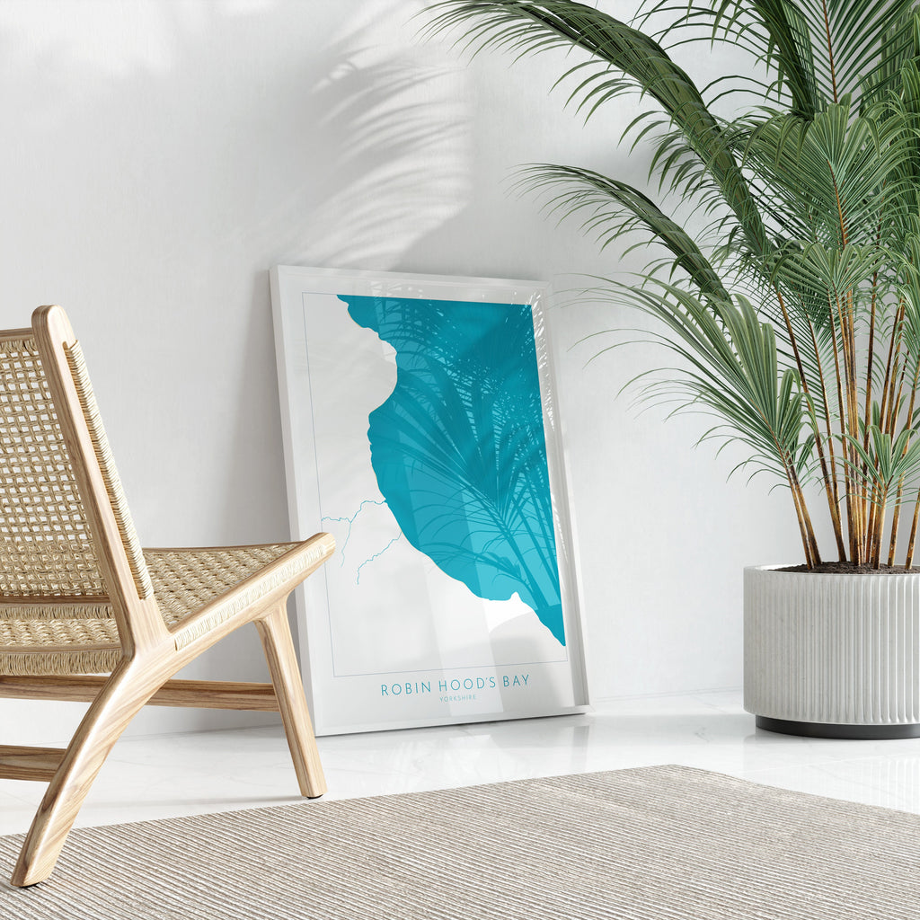 Robin Hood's Bay Map Print - Robin Hoods Bay Beach Art, Yorkshire Map Art, Whitby Print, Yorkshire Coast Travel Poster, A1, A2, A3, A4, Gift