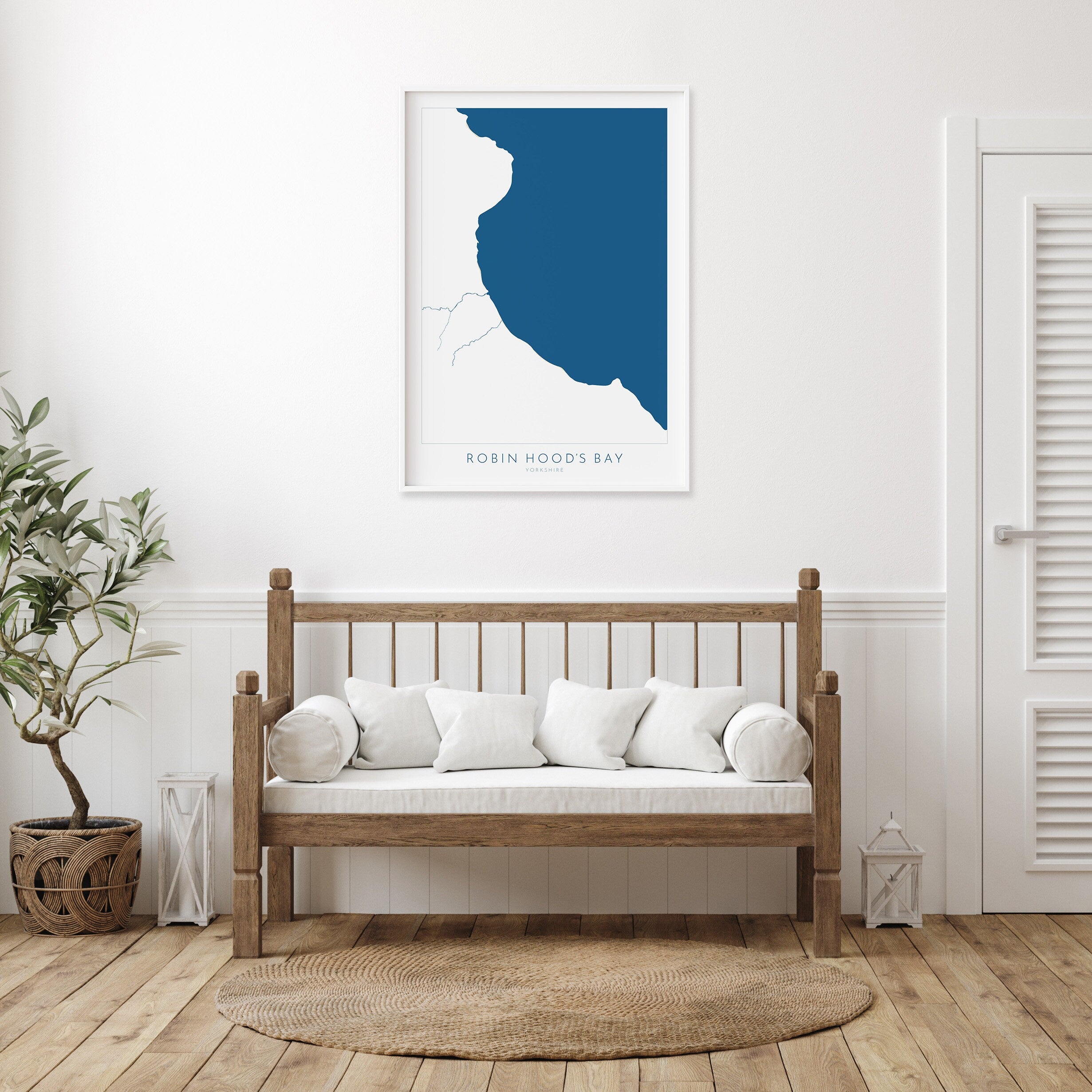 Robin Hood's Bay Map Print - Robin Hoods Bay Beach Art, Yorkshire Map Art, Whitby Print, Yorkshire Coast Travel Poster, A1, A2, A3, A4, Gift