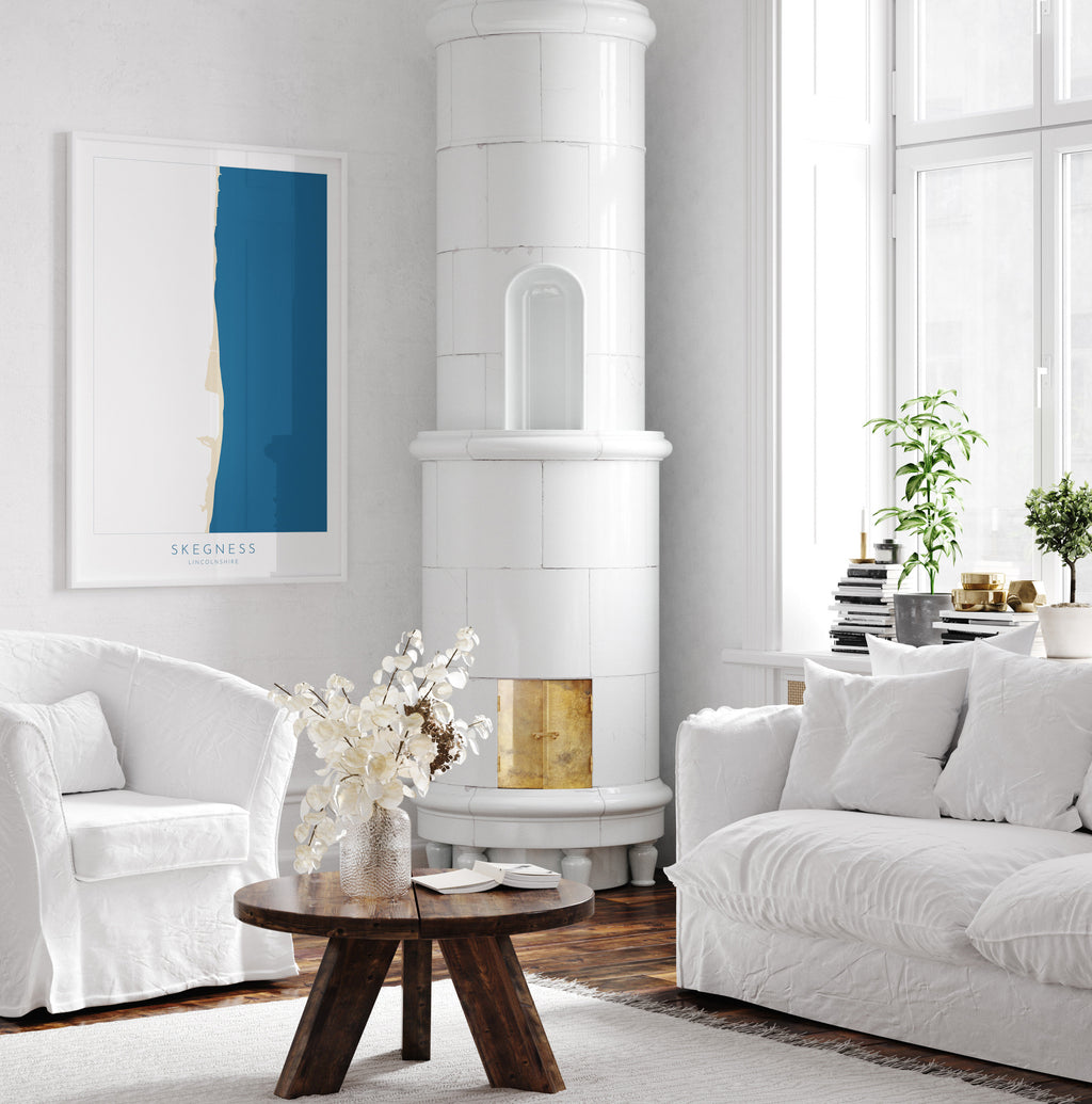 Skegness Map Print - Skegness Beach Art, Lincolnshire Map Art, Skegness Print, Skegness Travel Poster, A1, A2, A3, A4, Gift