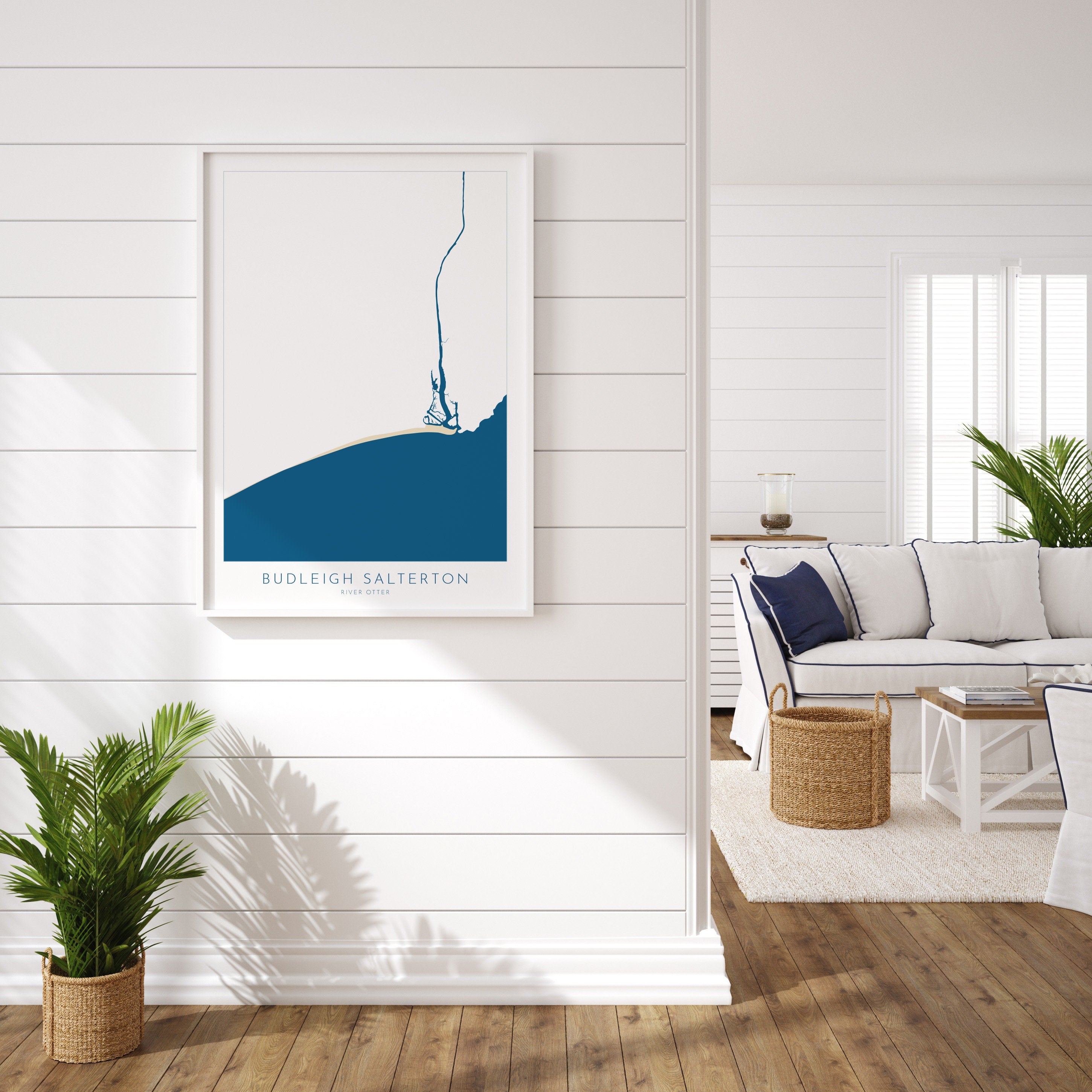 Budleigh Salterton Map Print - Budleigh Salterton Beach Art, Devon Map Art, Devon Rivers, Devon Travel Poster, A1, A2, A3, A4, Devon Gift UK