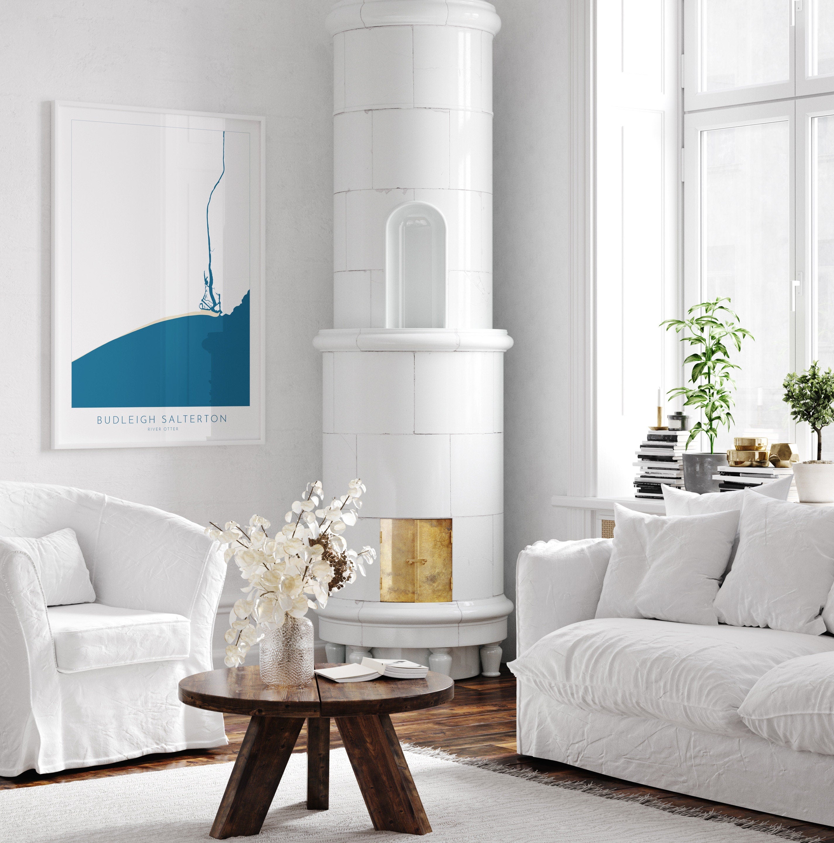 Budleigh Salterton Map Print - Budleigh Salterton Beach Art, Devon Map Art, Devon Rivers, Devon Travel Poster, A1, A2, A3, A4, Devon Gift UK