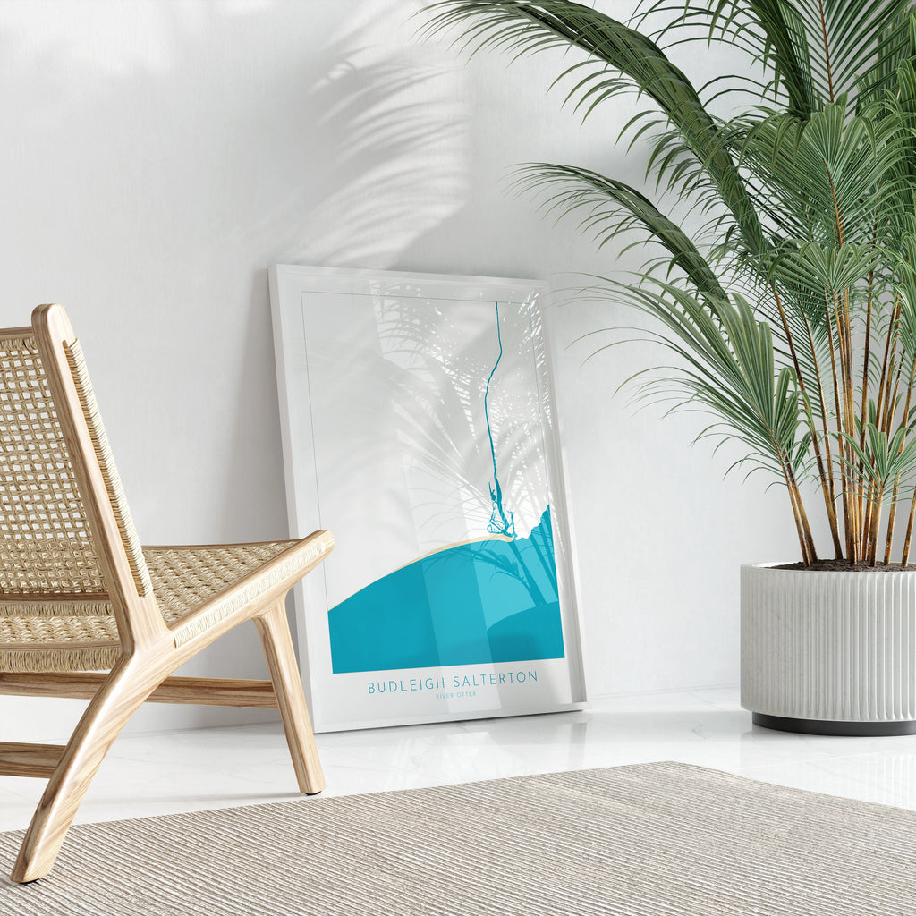Budleigh Salterton Map Print - Budleigh Salterton Beach Art, Devon Map Art, Devon Rivers, Devon Travel Poster, A1, A2, A3, A4, Devon Gift UK