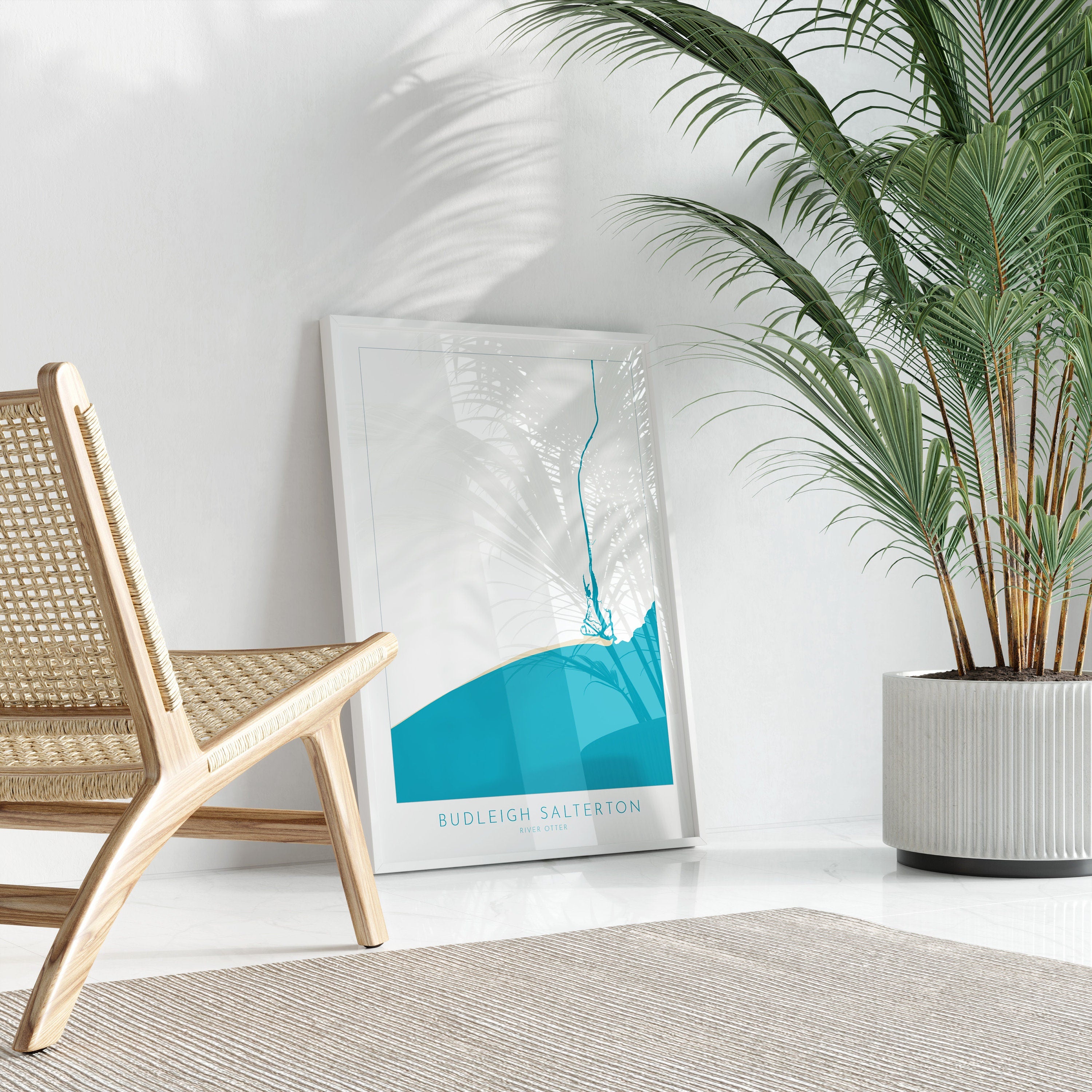 Budleigh Salterton Map Print - Budleigh Salterton Beach Art, Devon Map Art, Devon Rivers, Devon Travel Poster, A1, A2, A3, A4, Devon Gift UK