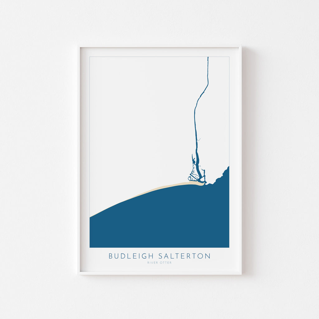 Budleigh Salterton Map Print - Budleigh Salterton Beach Art, Devon Map Art, Devon Rivers, Devon Travel Poster, A1, A2, A3, A4, Devon Gift UK
