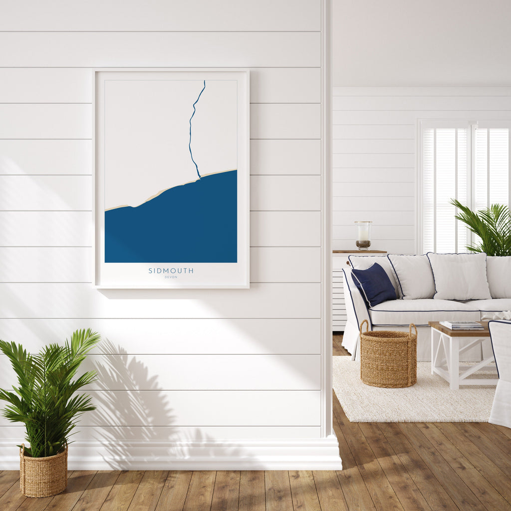 Sidmouth Map Print - Sidmouth Beach Art, Devon Map Art, Sidmouth Art Print, Devon Rivers, Devon Travel Poster, A1, A2, A3, A4, Devon Gift UK
