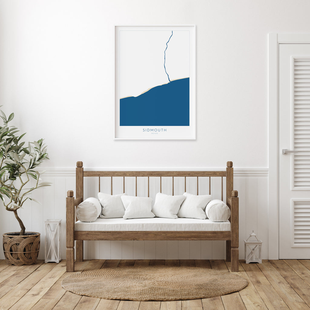 Sidmouth Map Print - Sidmouth Beach Art, Devon Map Art, Sidmouth Art Print, Devon Rivers, Devon Travel Poster, A1, A2, A3, A4, Devon Gift UK