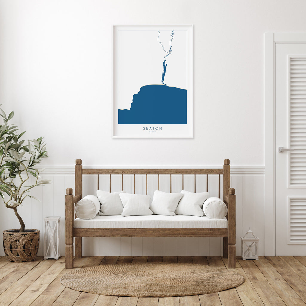 Seaton Map Print - Seaton Beach Art, Devon Map Art, Seaton Art Print, River Axe, Devon Travel Poster, A1, A2, A3, A4, Devon Gift, UK