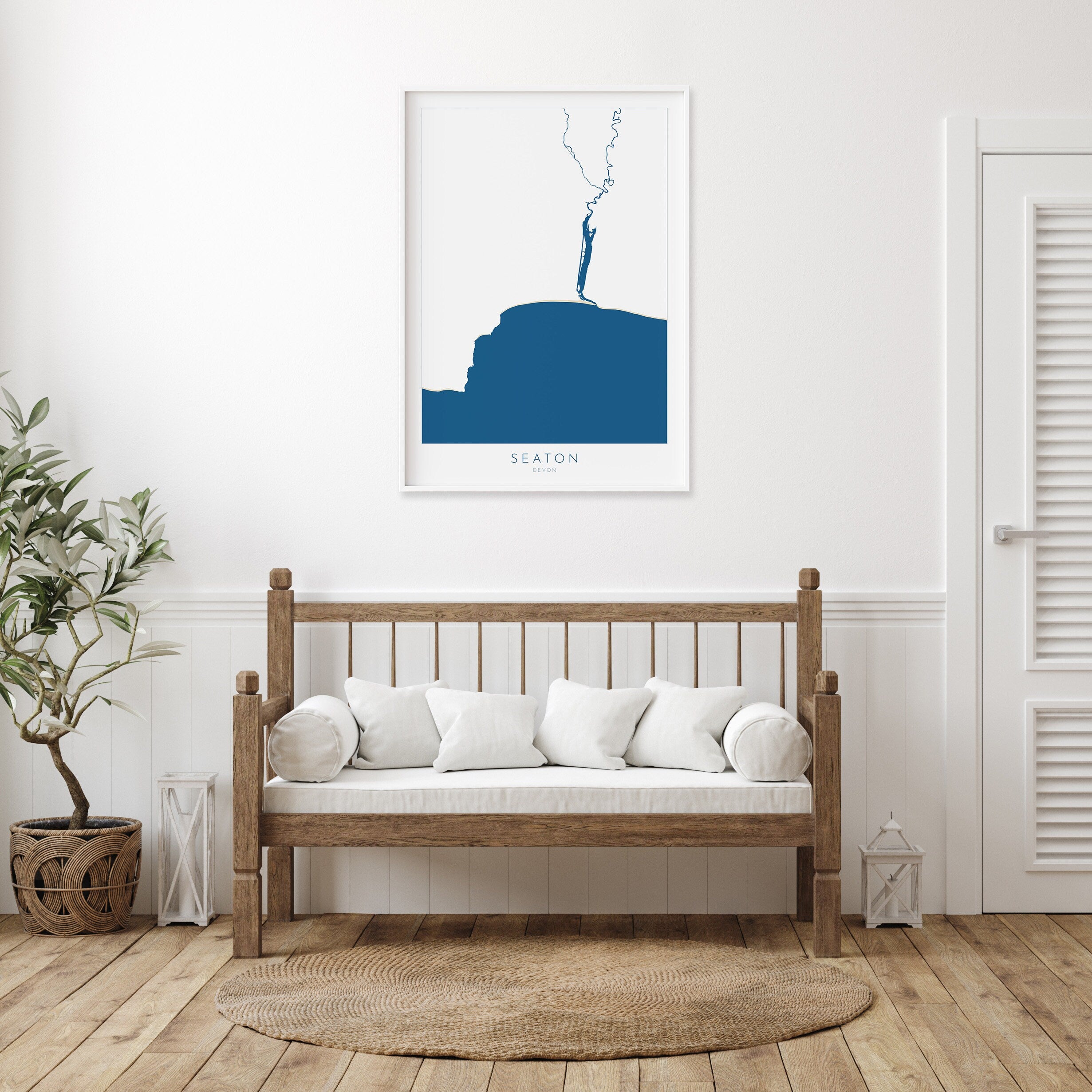 Seaton Map Print - Seaton Beach Art, Devon Map Art, Seaton Art Print, River Axe, Devon Travel Poster, A1, A2, A3, A4, Devon Gift, UK