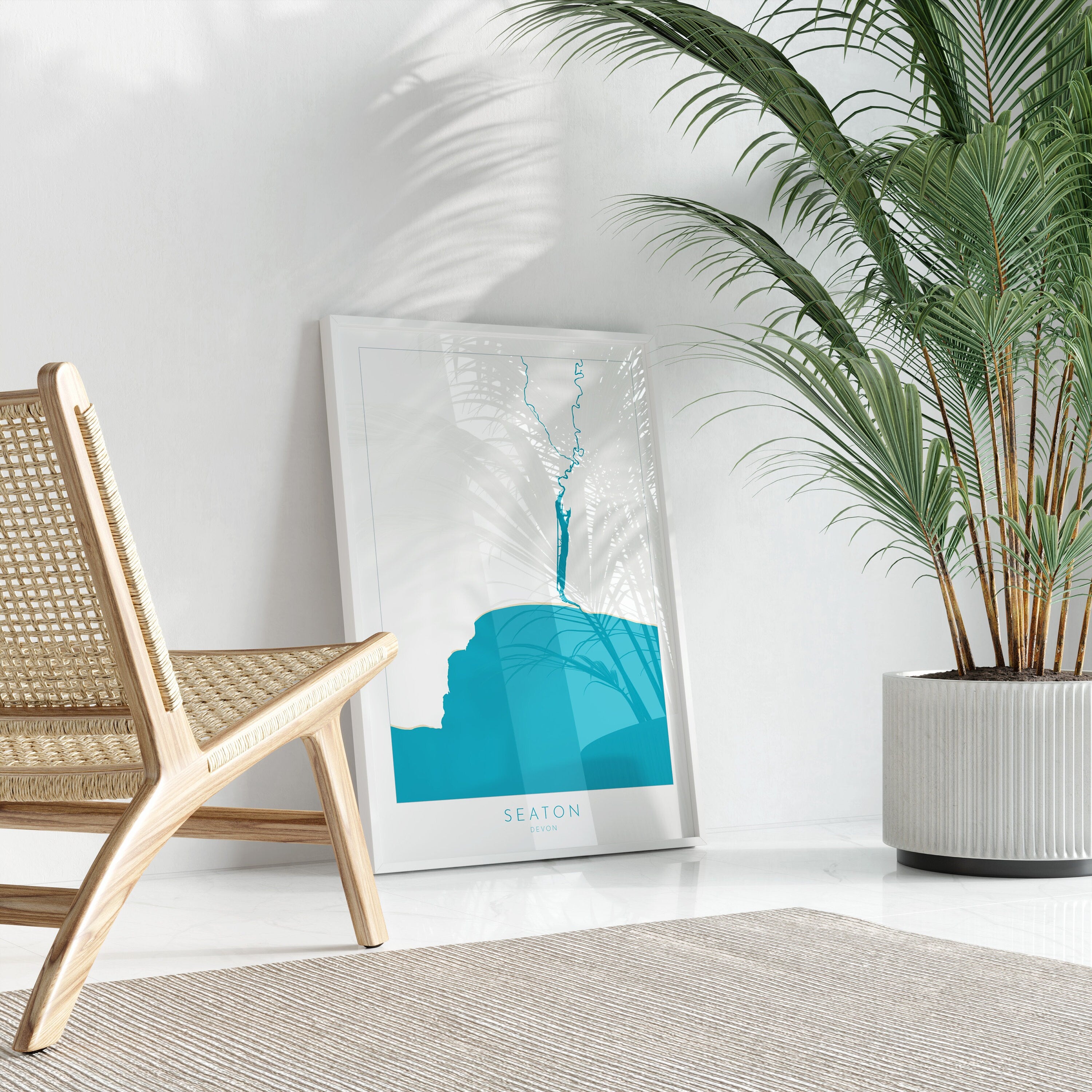 Seaton Map Print - Seaton Beach Art, Devon Map Art, Seaton Art Print, River Axe, Devon Travel Poster, A1, A2, A3, A4, Devon Gift, UK