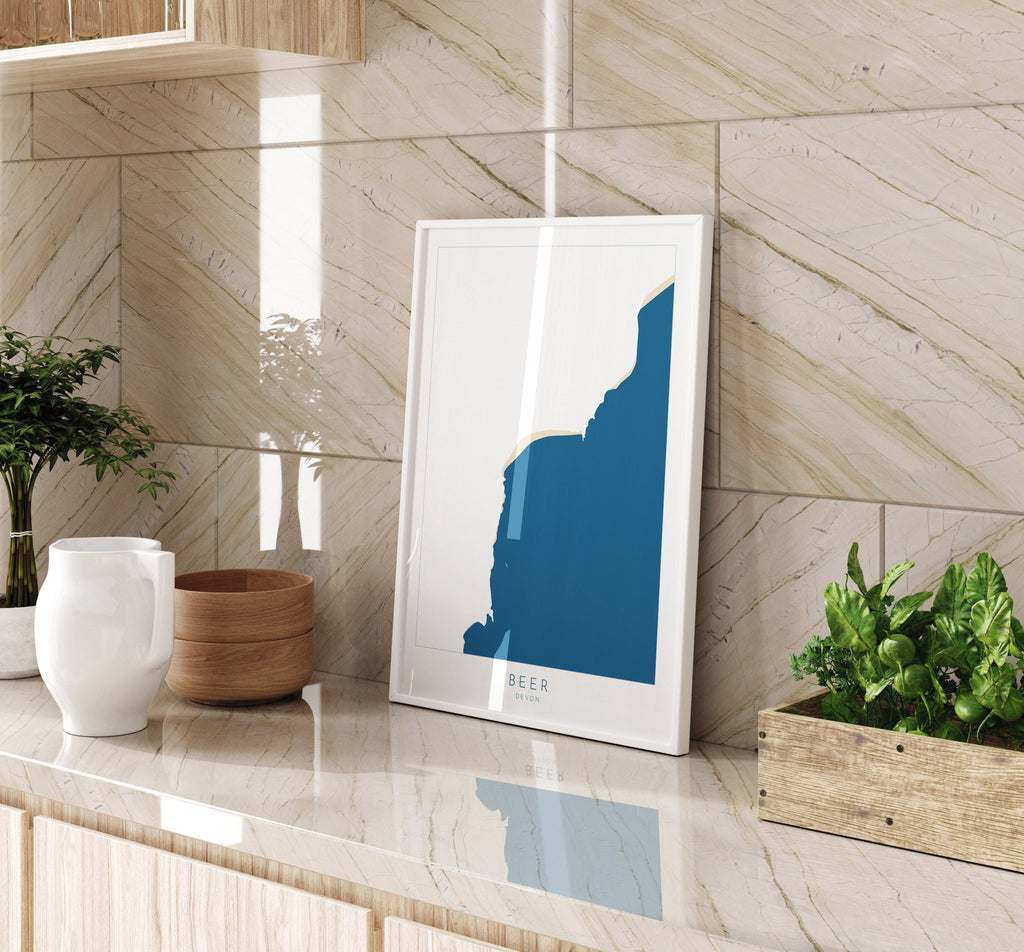 Beer Devon Map Print - Beer Beach Art, Devon Map Art, Beer Map Art Print, Devon Coast, Devon Travel Poster, A1, A2, A3, A4, Devon Gift UK