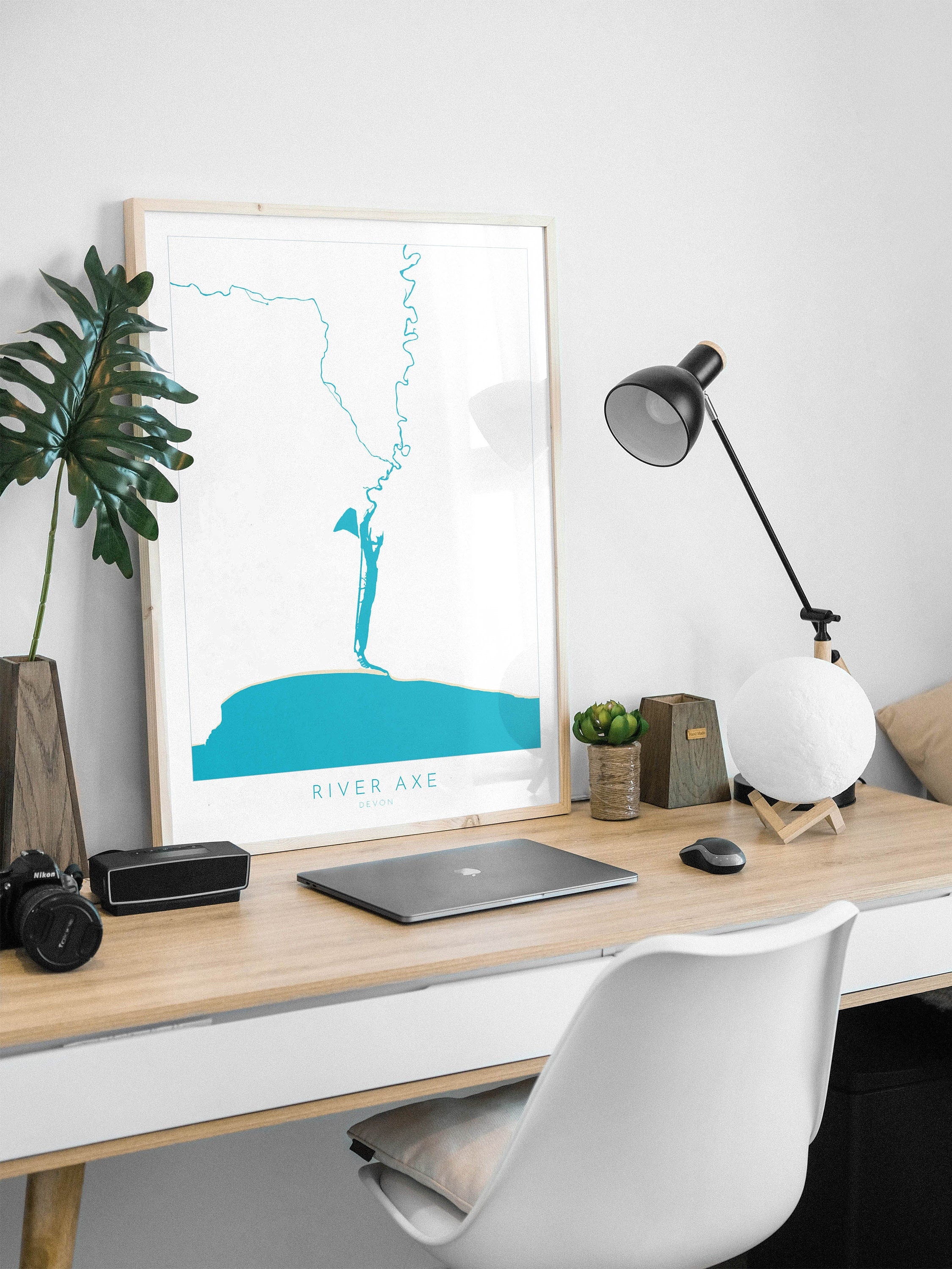 River Axe Devon Map Print - River Axe Art, Devon Map Art, Seaton Map Art, Devon Coast, Devon Travel Poster, A1, A2, A3, A4, Devon Gift UK