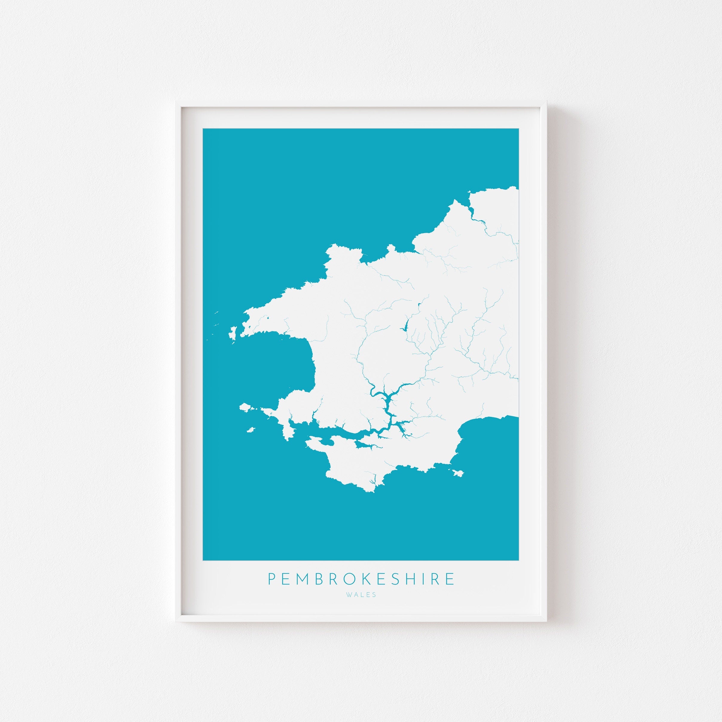 Pembrokeshire Map Art- Pembrokeshire Wales Map Print, Pembrokeshire Travel Poster, Pembrokeshire Coast, A1, A2, A3, A4, Wales Gift