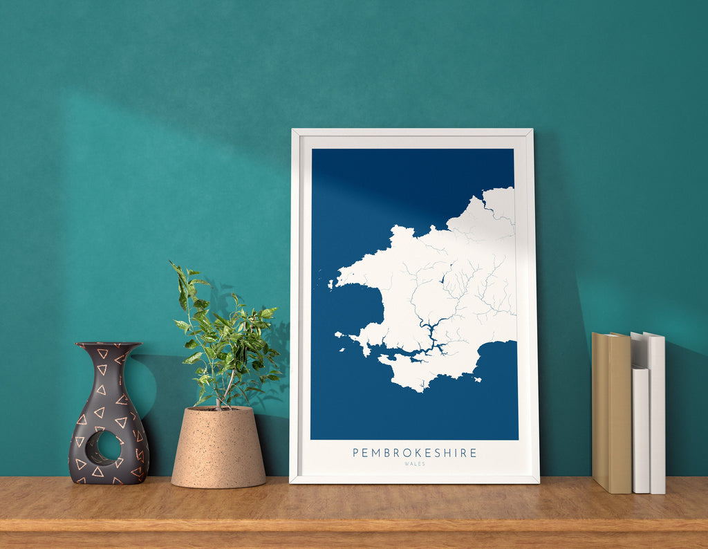 Pembrokeshire Map Art- Pembrokeshire Wales Map Print, Pembrokeshire Travel Poster, Pembrokeshire Coast, A1, A2, A3, A4, Wales Gift