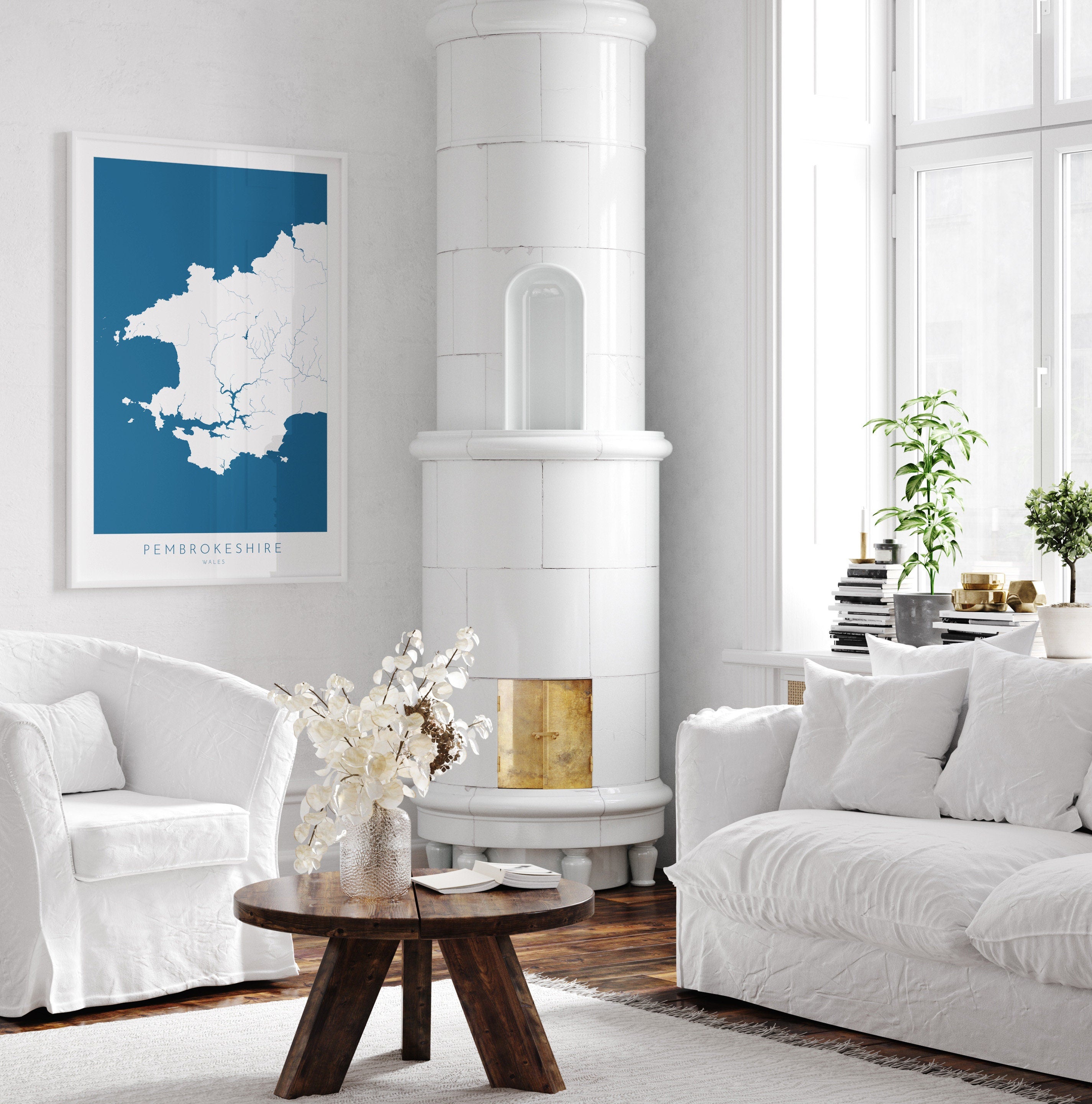 Pembrokeshire Map Art- Pembrokeshire Wales Map Print, Pembrokeshire Travel Poster, Pembrokeshire Coast, A1, A2, A3, A4, Wales Gift