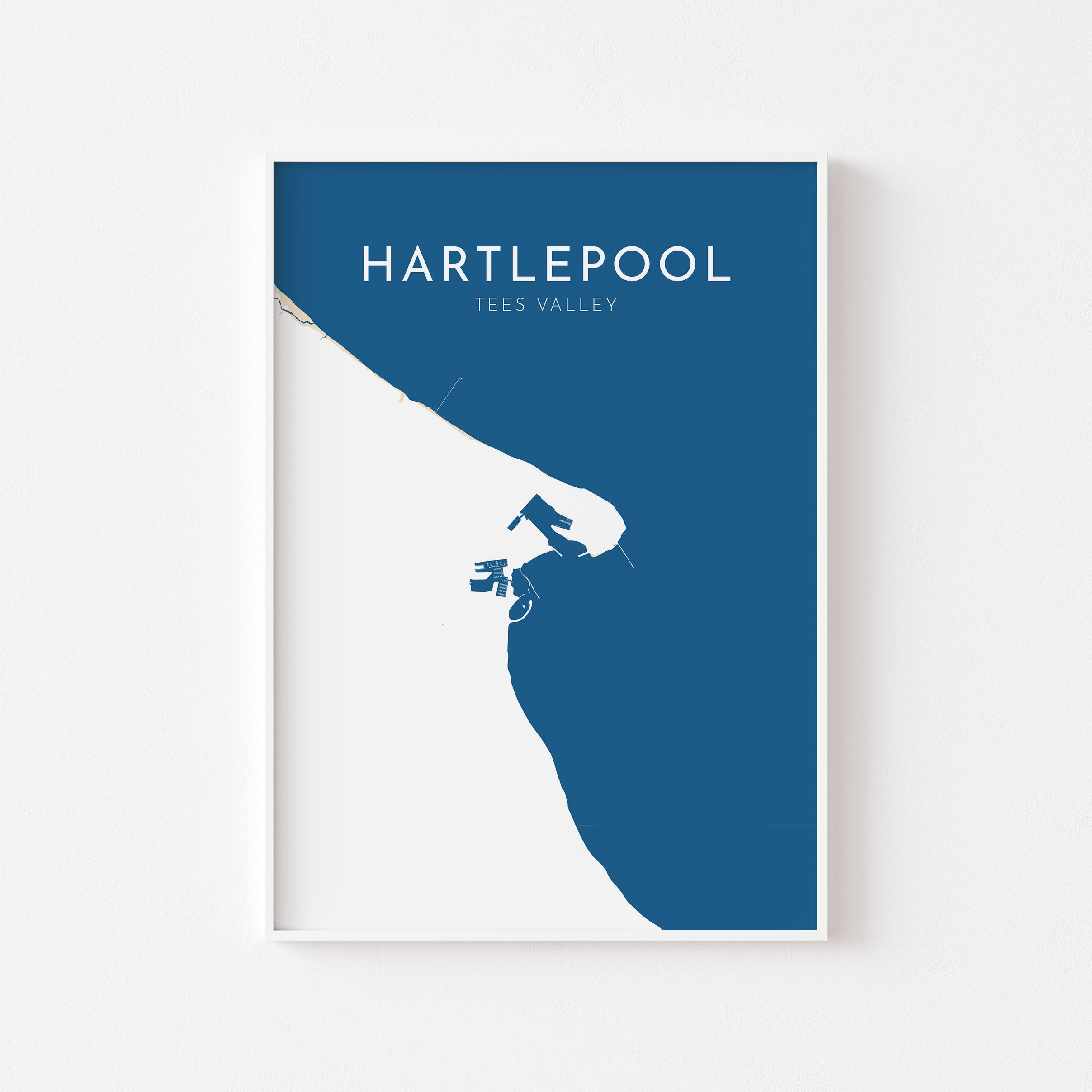 Hartlepool Map Art - Hartlepool Art Print, North East England, Hartlepool Beach Print, Nautical Décor, City Map Art, UK Cities, UK Coast