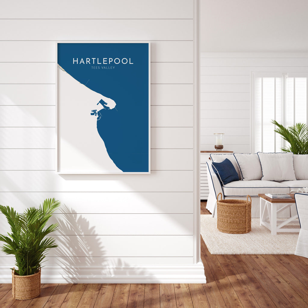 Hartlepool Map Art - Hartlepool Art Print, North East England, Hartlepool Beach Print, Nautical Décor, City Map Art, UK Cities, UK Coast