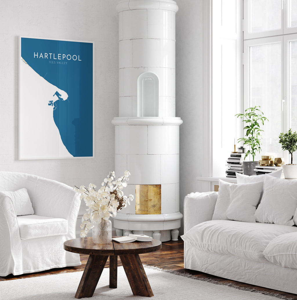 Hartlepool Map Art - Hartlepool Art Print, North East England, Hartlepool Beach Print, Nautical Décor, City Map Art, UK Cities, UK Coast
