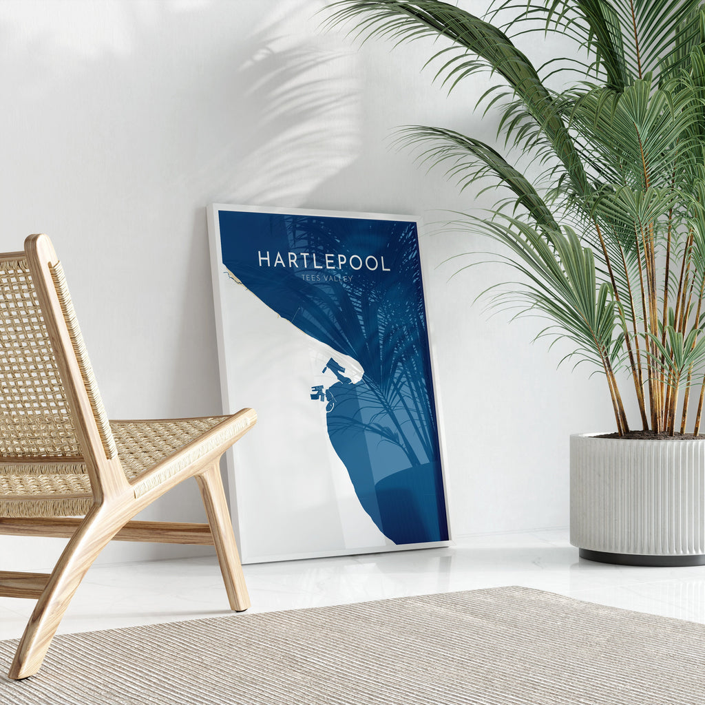 Hartlepool Map Art - Hartlepool Art Print, North East England, Hartlepool Beach Print, Nautical Décor, City Map Art, UK Cities, UK Coast