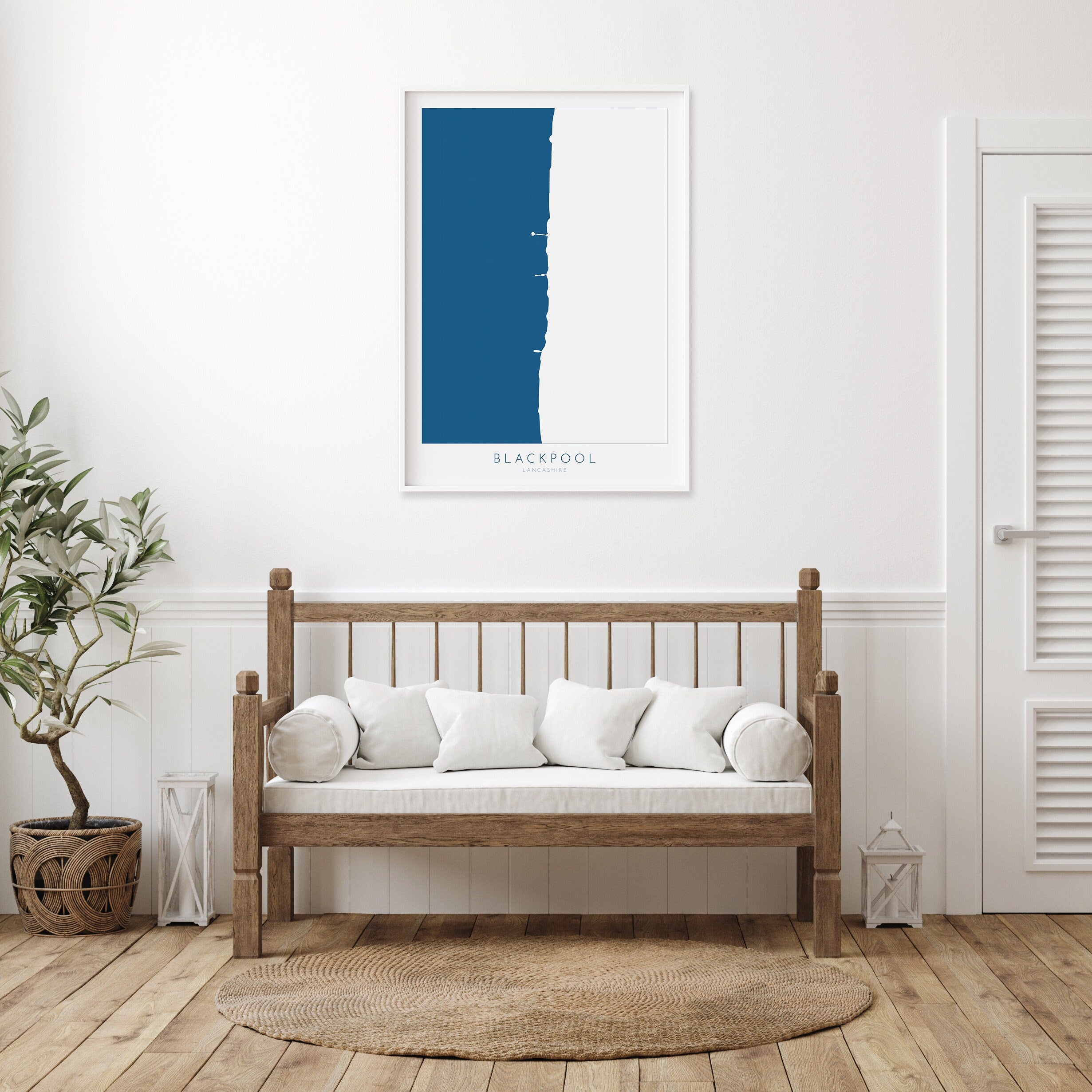 Blackpool Map Print - Blackpool Beach Art, Blackpool Piers Poster, Lancashire Map Art, Blackpool Pier Art Print, Blackpool Travel Poster