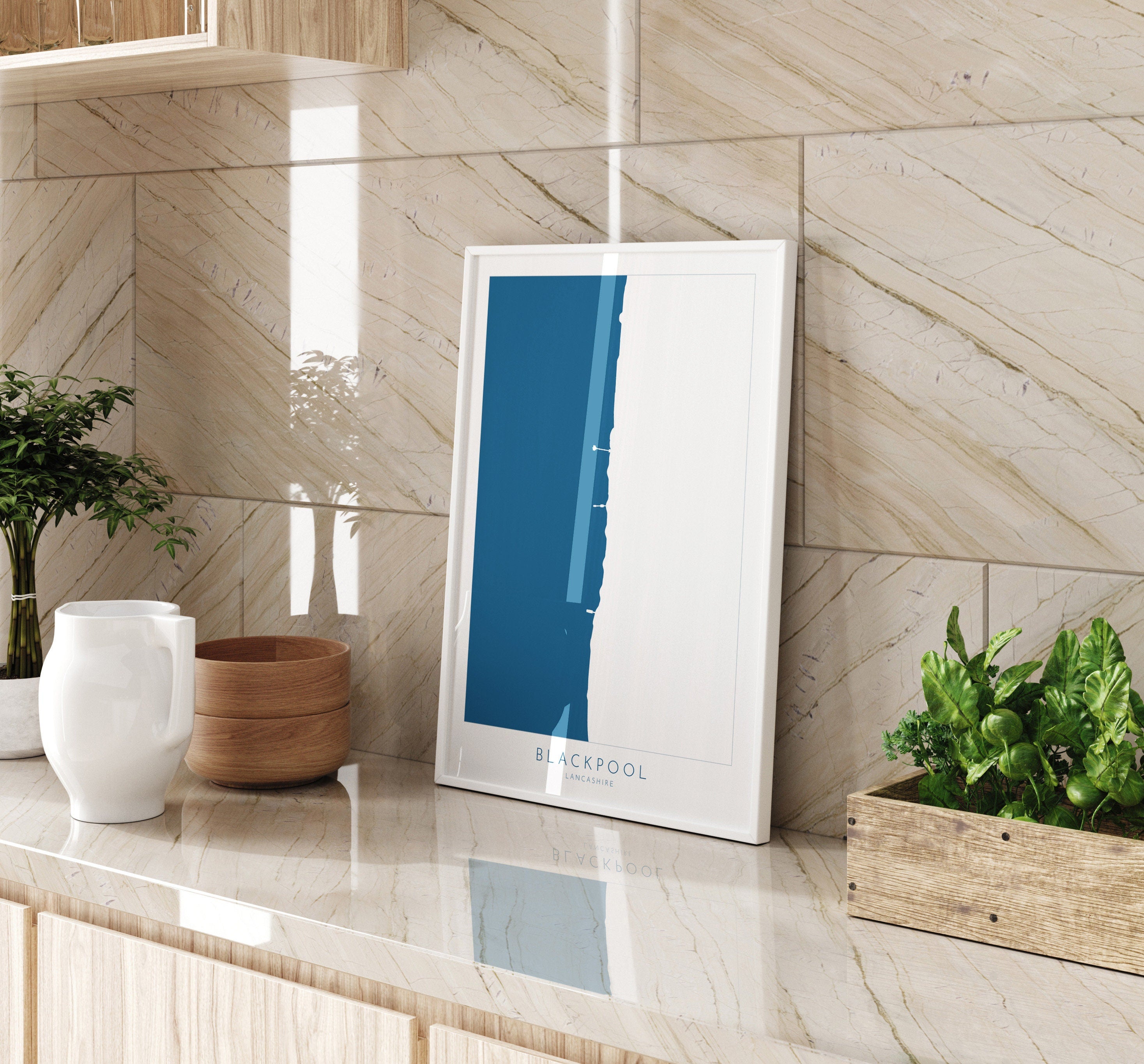 Blackpool Map Print - Blackpool Beach Art, Blackpool Piers Poster, Lancashire Map Art, Blackpool Pier Art Print, Blackpool Travel Poster