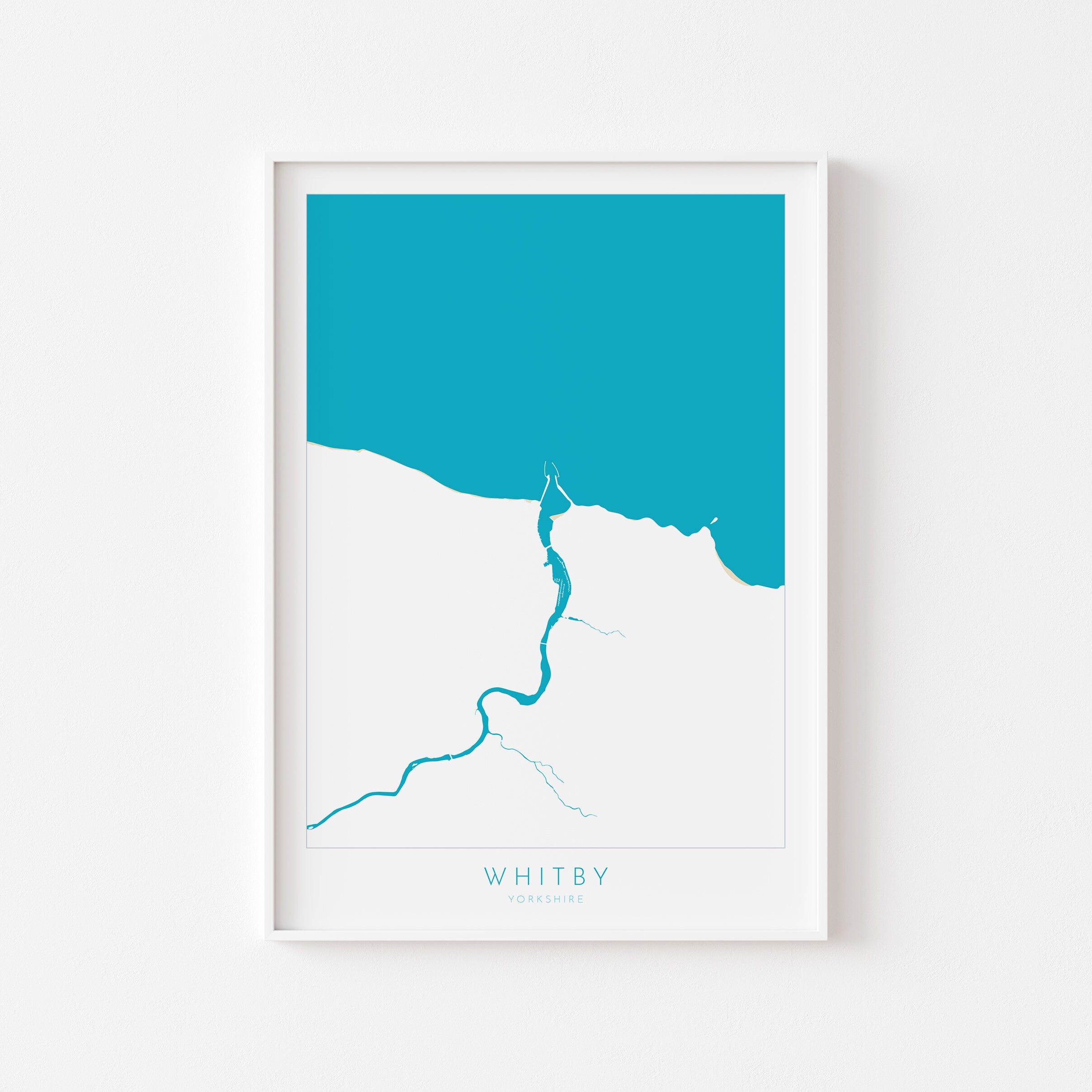 Whitby Map Print - Whitby Beach Art, Yorkshire Map Art, Whitby Print, River Esk Map, Print, Whitby Travel Poster, A1, A2, A3, A4, Gift