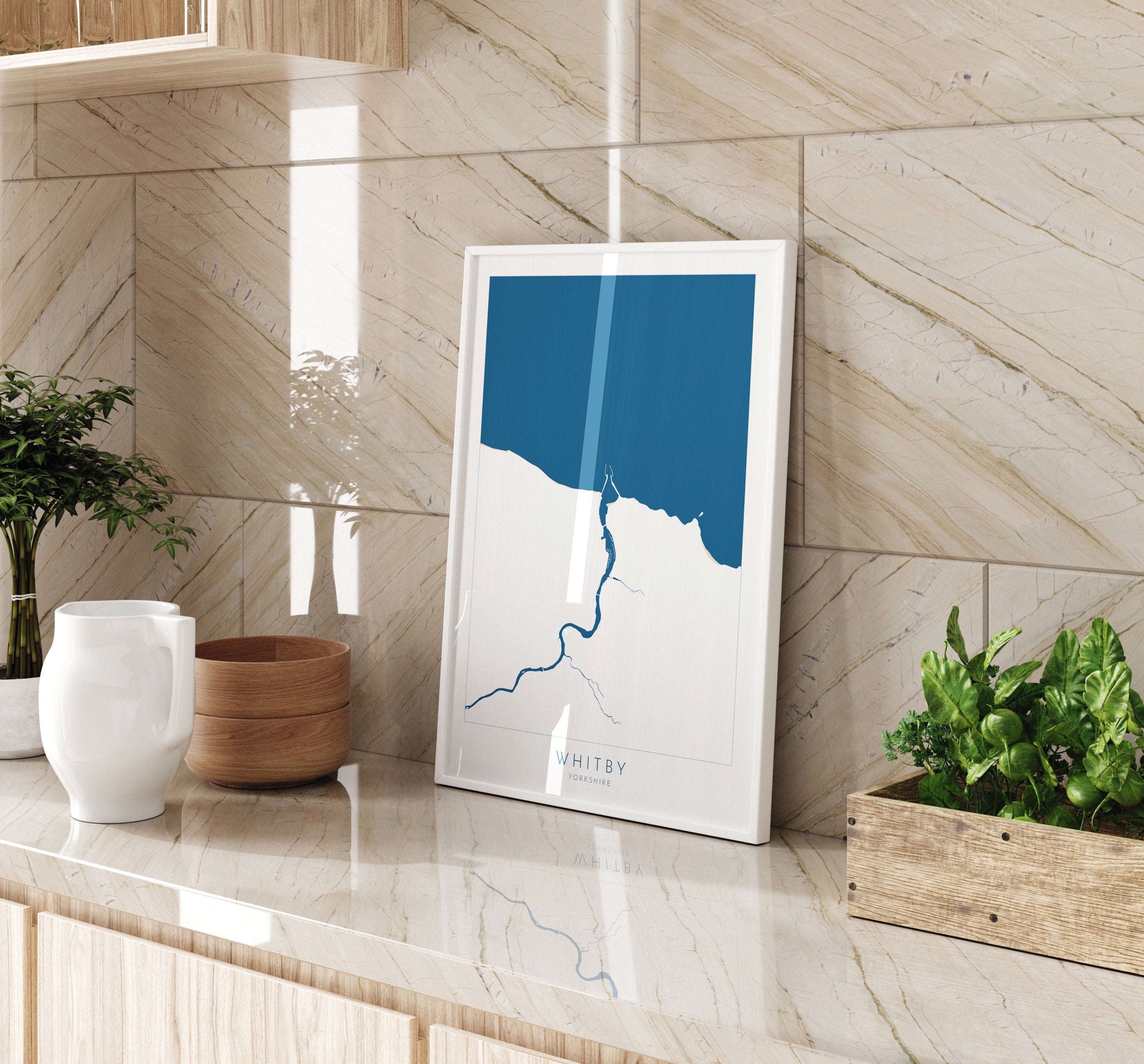 Whitby Map Print - Whitby Beach Art, Yorkshire Map Art, Whitby Print, River Esk Map, Print, Whitby Travel Poster, A1, A2, A3, A4, Gift