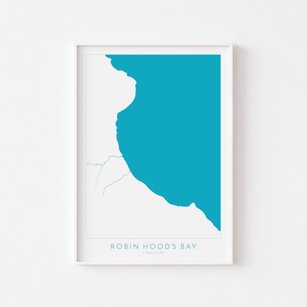 Robin Hood's Bay Map Print - Robin Hoods Bay Beach Art, Yorkshire Map Art, Whitby Print, Yorkshire Coast Travel Poster, A1, A2, A3, A4, Gift