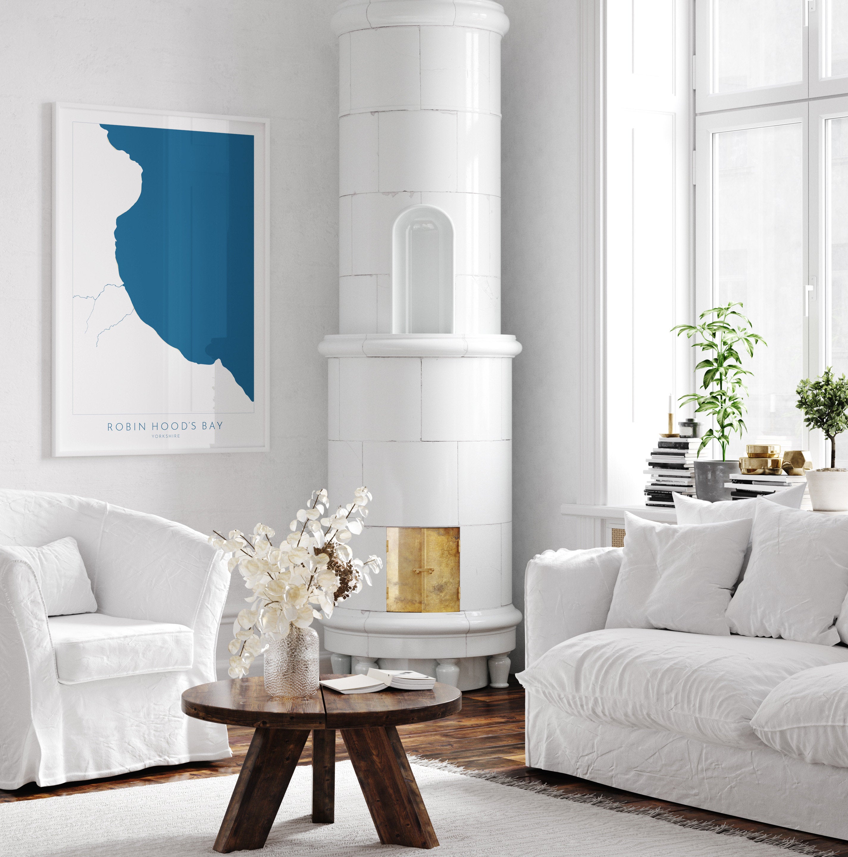 Robin Hood's Bay Map Print - Robin Hoods Bay Beach Art, Yorkshire Map Art, Whitby Print, Yorkshire Coast Travel Poster, A1, A2, A3, A4, Gift