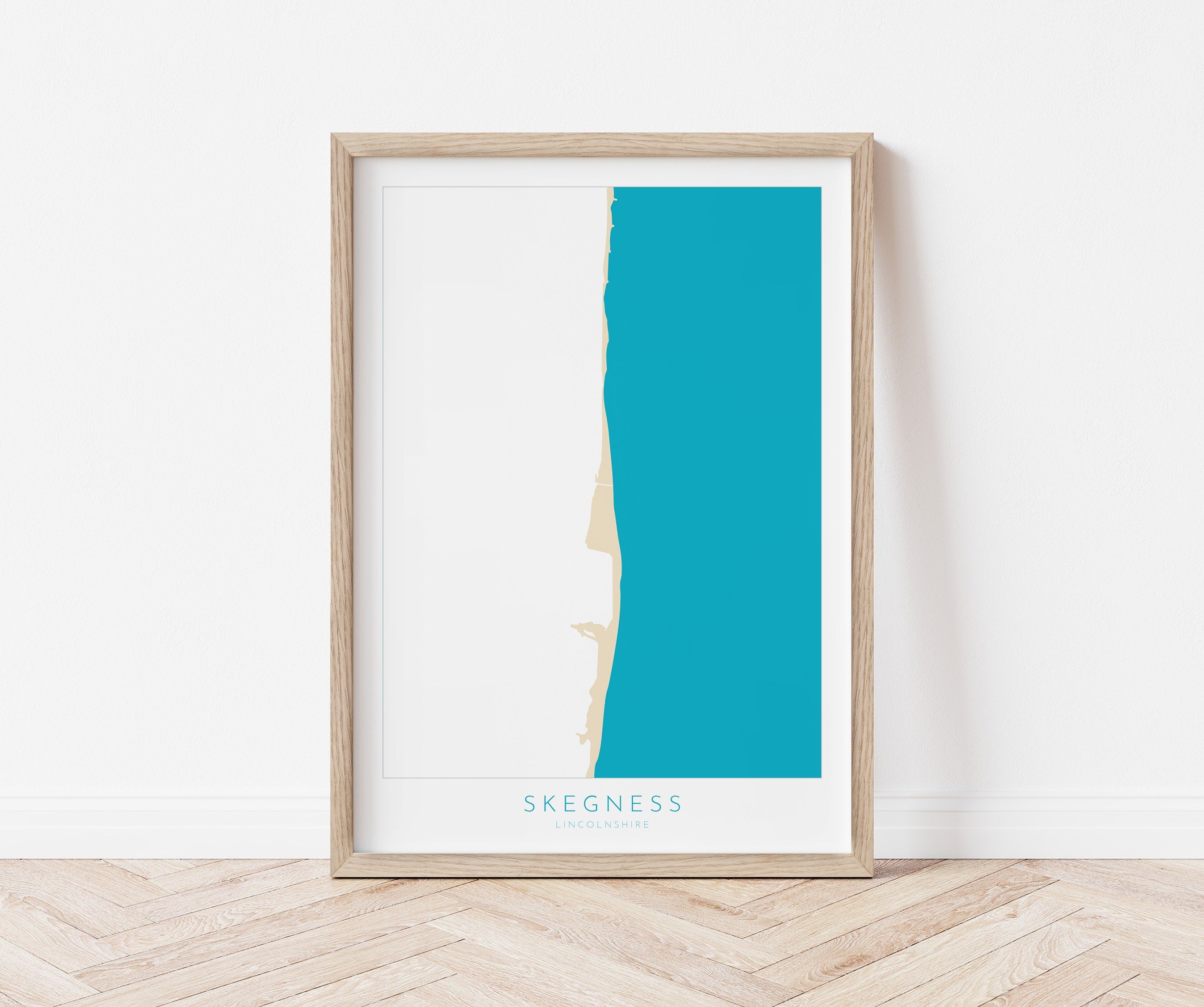 Skegness Map Print - Skegness Beach Art, Lincolnshire Map Art, Skegness Print, Skegness Travel Poster, A1, A2, A3, A4, Gift