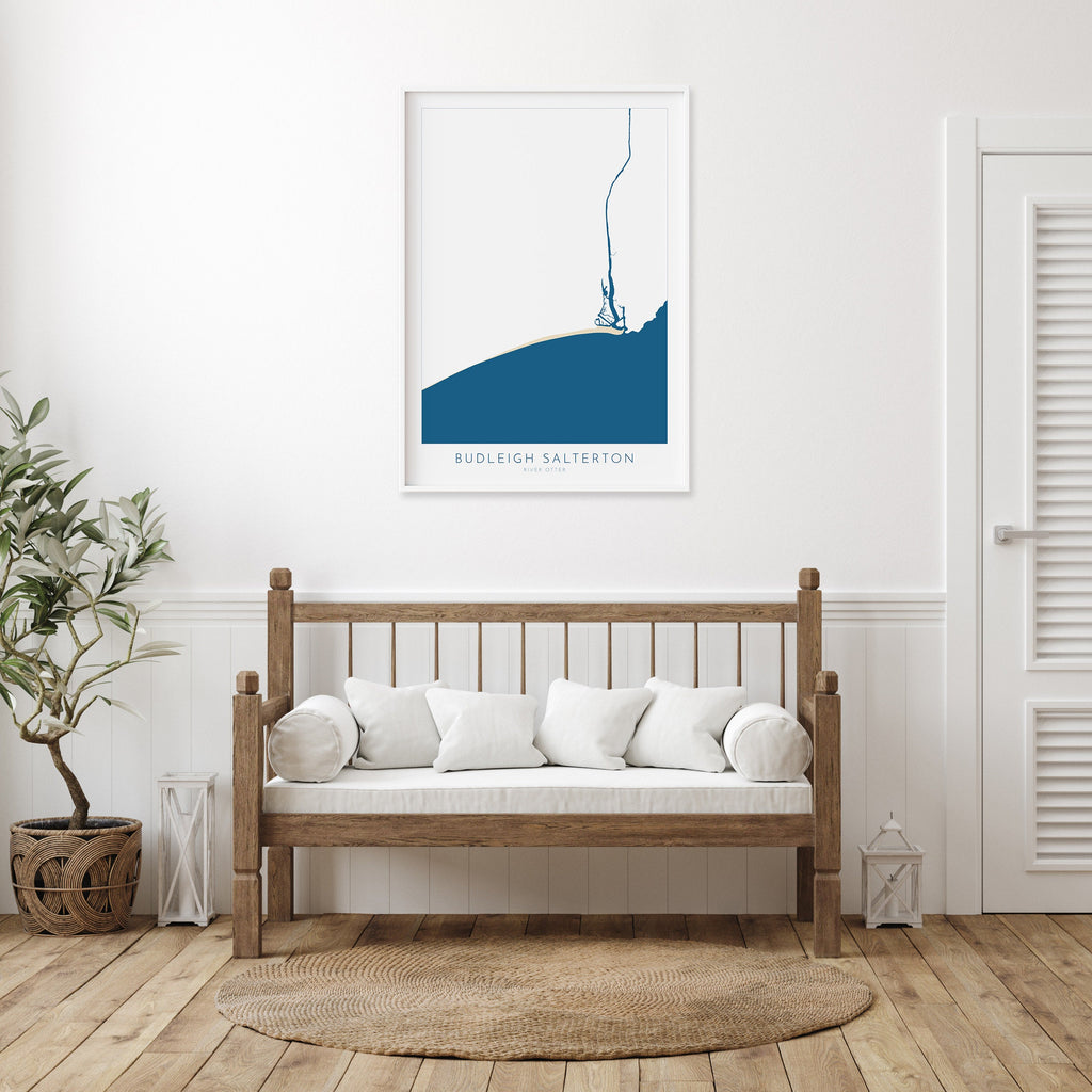 Budleigh Salterton Map Print - Budleigh Salterton Beach Art, Devon Map Art, Devon Rivers, Devon Travel Poster, A1, A2, A3, A4, Devon Gift UK