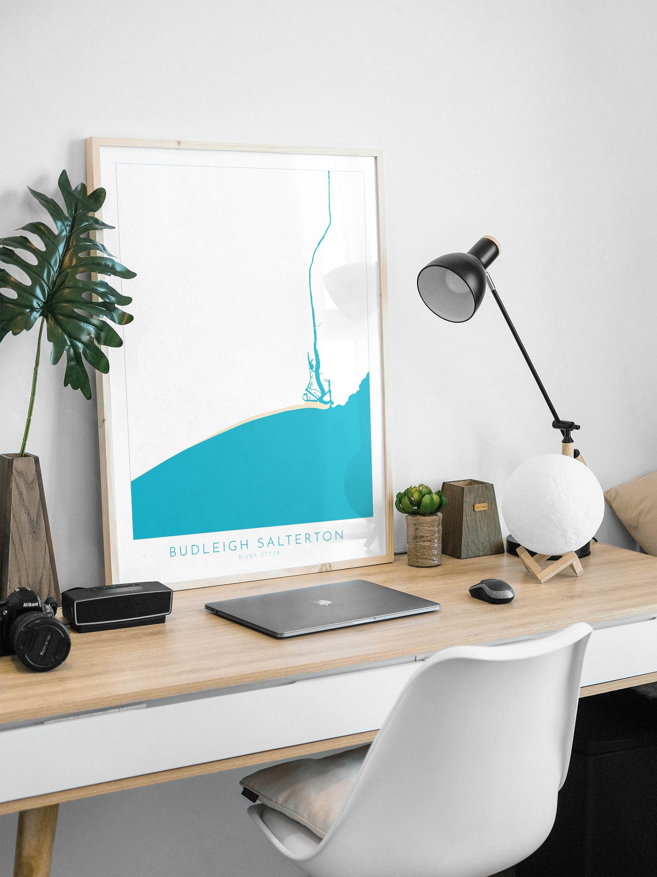 Budleigh Salterton Map Print - Budleigh Salterton Beach Art, Devon Map Art, Devon Rivers, Devon Travel Poster, A1, A2, A3, A4, Devon Gift UK