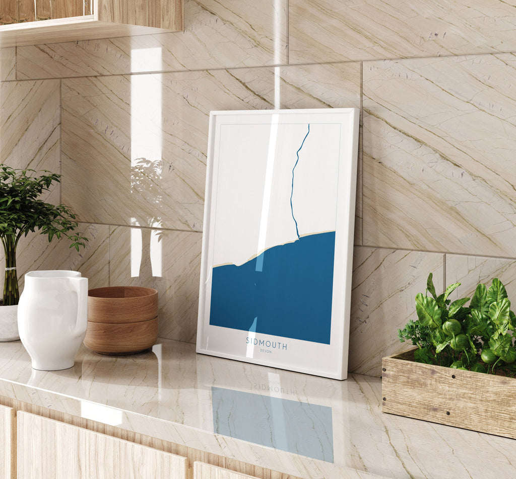 Sidmouth Map Print - Sidmouth Beach Art, Devon Map Art, Sidmouth Art Print, Devon Rivers, Devon Travel Poster, A1, A2, A3, A4, Devon Gift UK