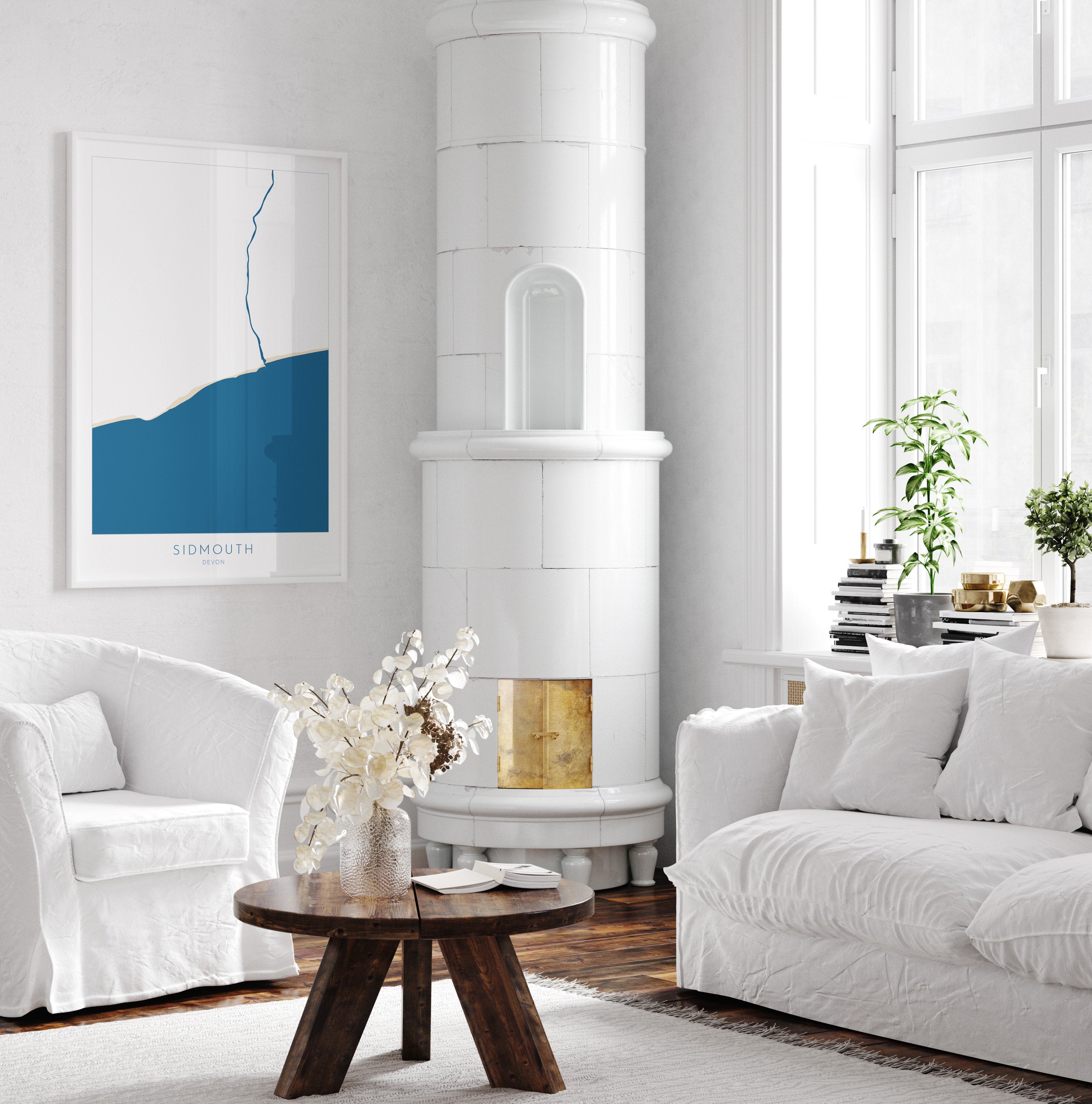 Sidmouth Map Print - Sidmouth Beach Art, Devon Map Art, Sidmouth Art Print, Devon Rivers, Devon Travel Poster, A1, A2, A3, A4, Devon Gift UK