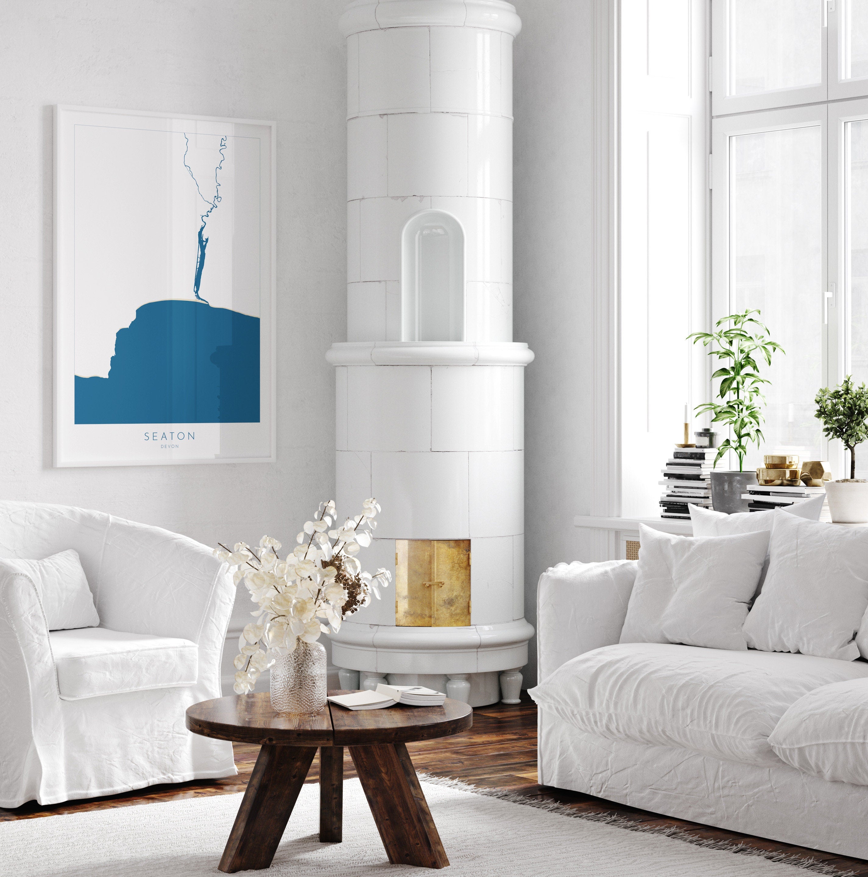 Seaton Map Print - Seaton Beach Art, Devon Map Art, Seaton Art Print, River Axe, Devon Travel Poster, A1, A2, A3, A4, Devon Gift, UK