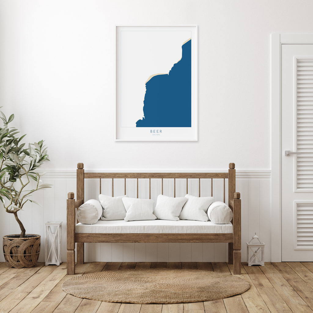 Beer Devon Map Print - Beer Beach Art, Devon Map Art, Beer Map Art Print, Devon Coast, Devon Travel Poster, A1, A2, A3, A4, Devon Gift UK
