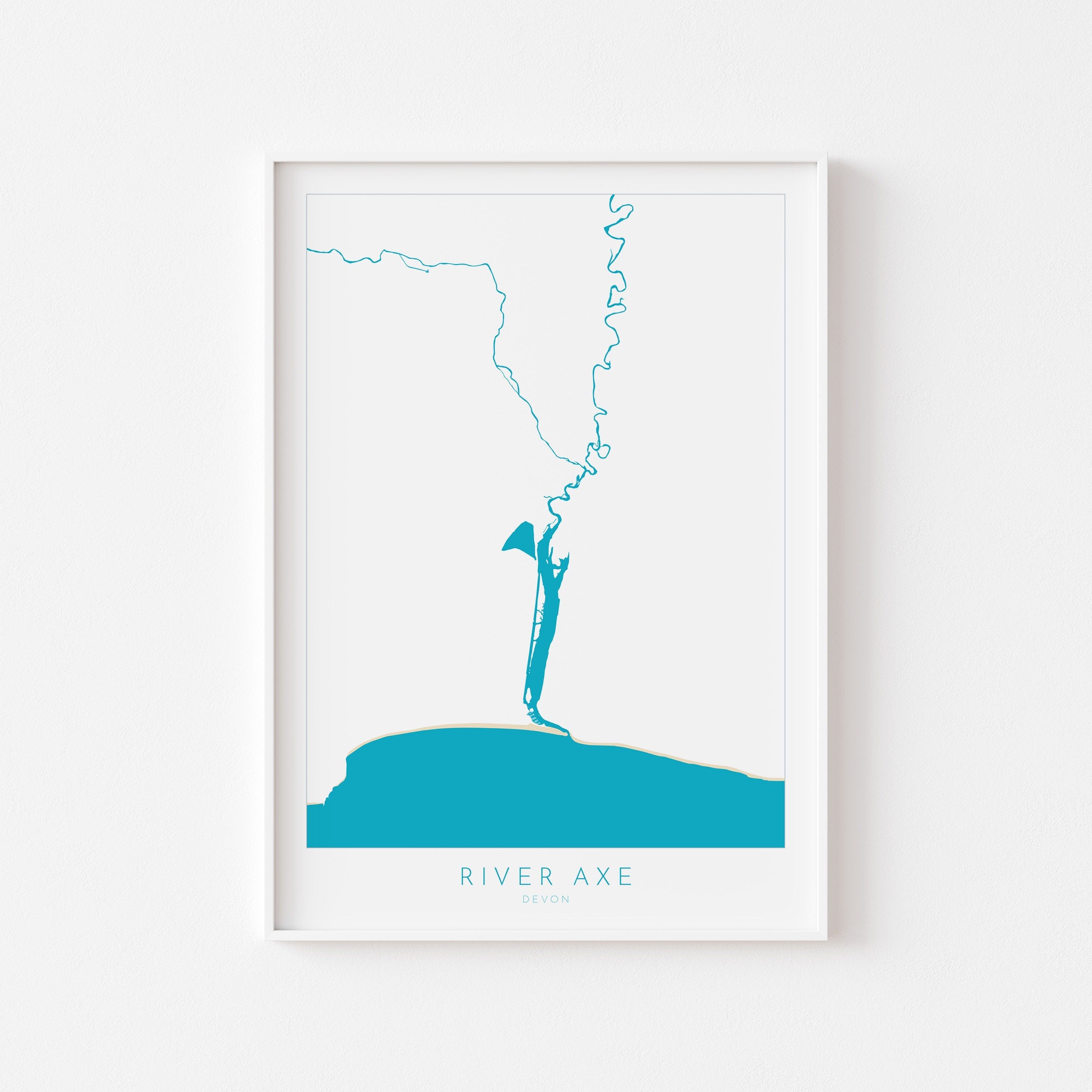 River Axe Devon Map Print - River Axe Art, Devon Map Art, Seaton Map Art, Devon Coast, Devon Travel Poster, A1, A2, A3, A4, Devon Gift UK
