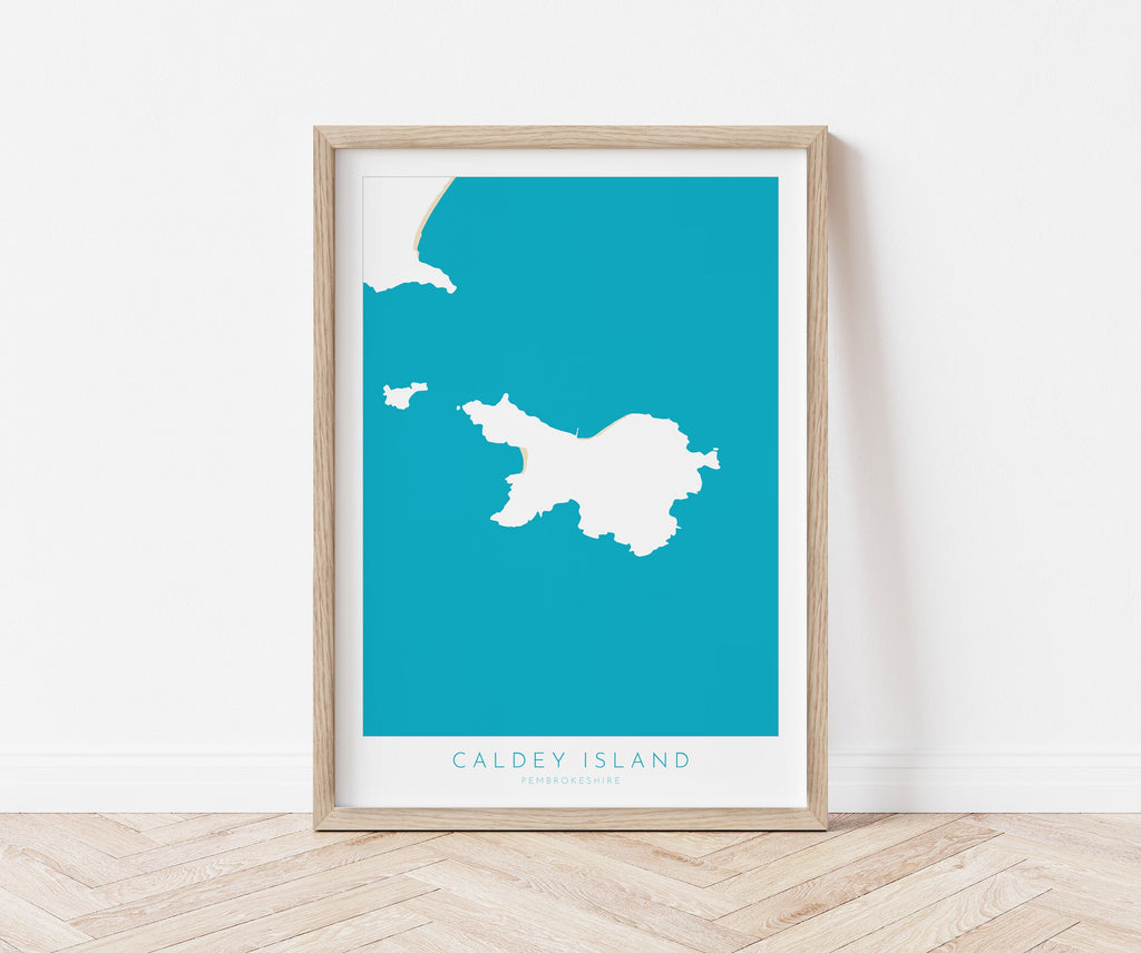 Caldey Island Map Print - Caldey Island Tenby Map Art, Wales Map Art, Tenby Travel Poster, Pembrokeshire Coast, A1, A2, A3, A4, Wales Gift