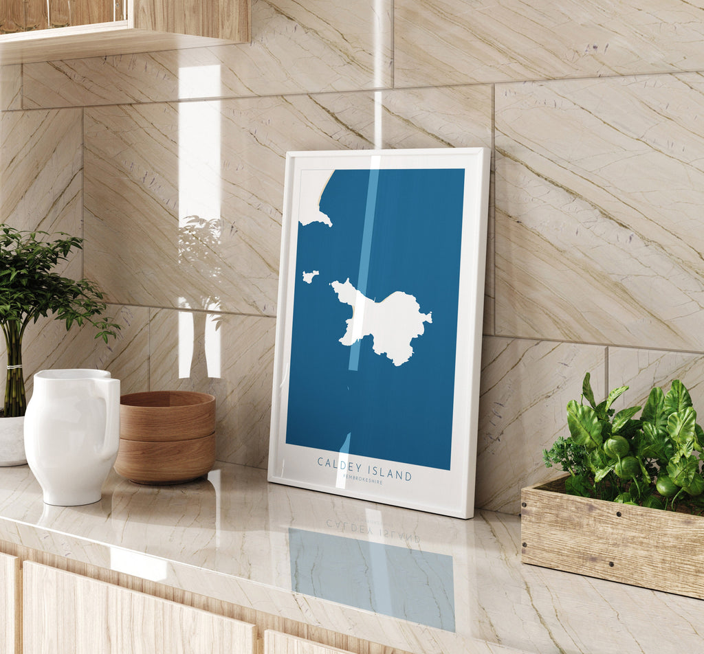 Caldey Island Map Print - Caldey Island Tenby Map Art, Wales Map Art, Tenby Travel Poster, Pembrokeshire Coast, A1, A2, A3, A4, Wales Gift