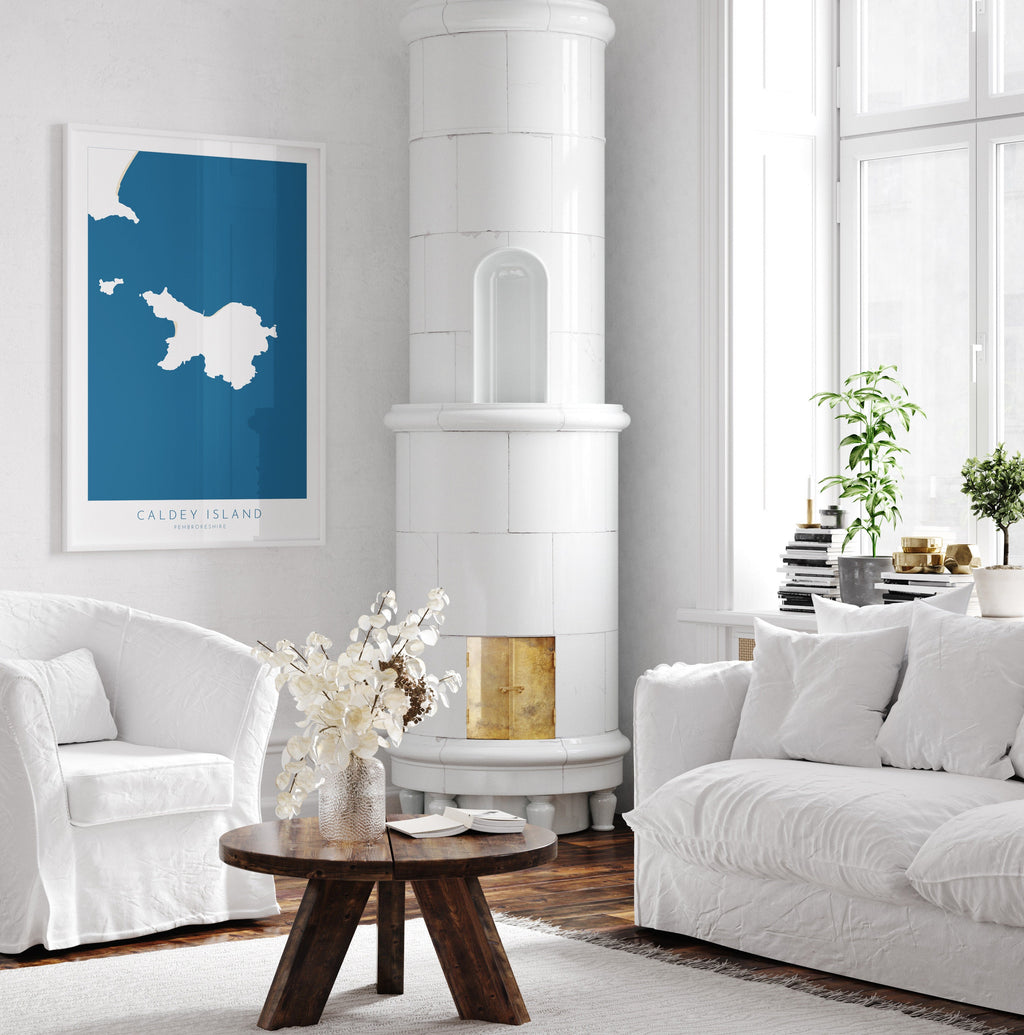 Caldey Island Map Print - Caldey Island Tenby Map Art, Wales Map Art, Tenby Travel Poster, Pembrokeshire Coast, A1, A2, A3, A4, Wales Gift