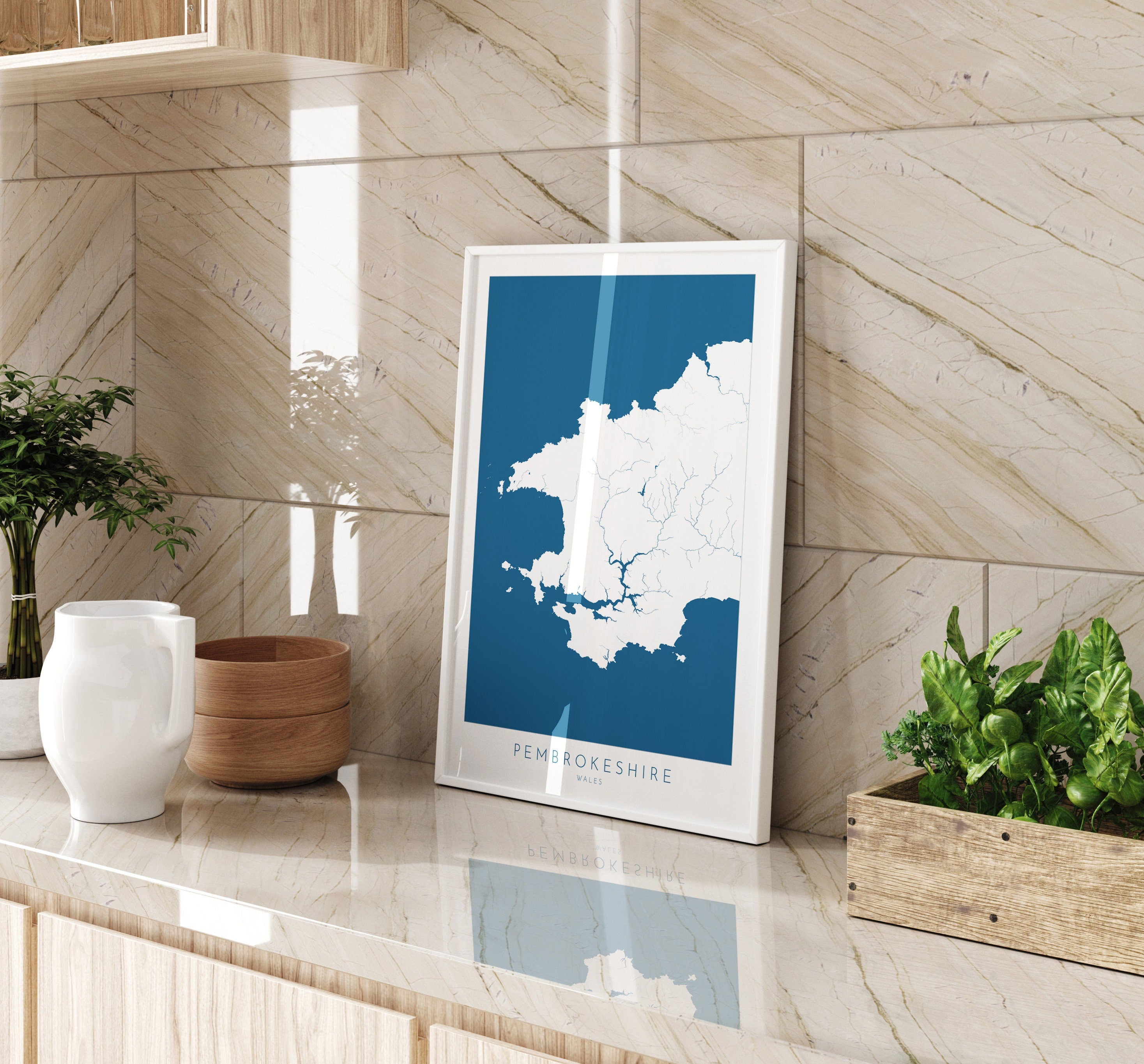 Pembrokeshire Map Art- Pembrokeshire Wales Map Print, Pembrokeshire Travel Poster, Pembrokeshire Coast, A1, A2, A3, A4, Wales Gift