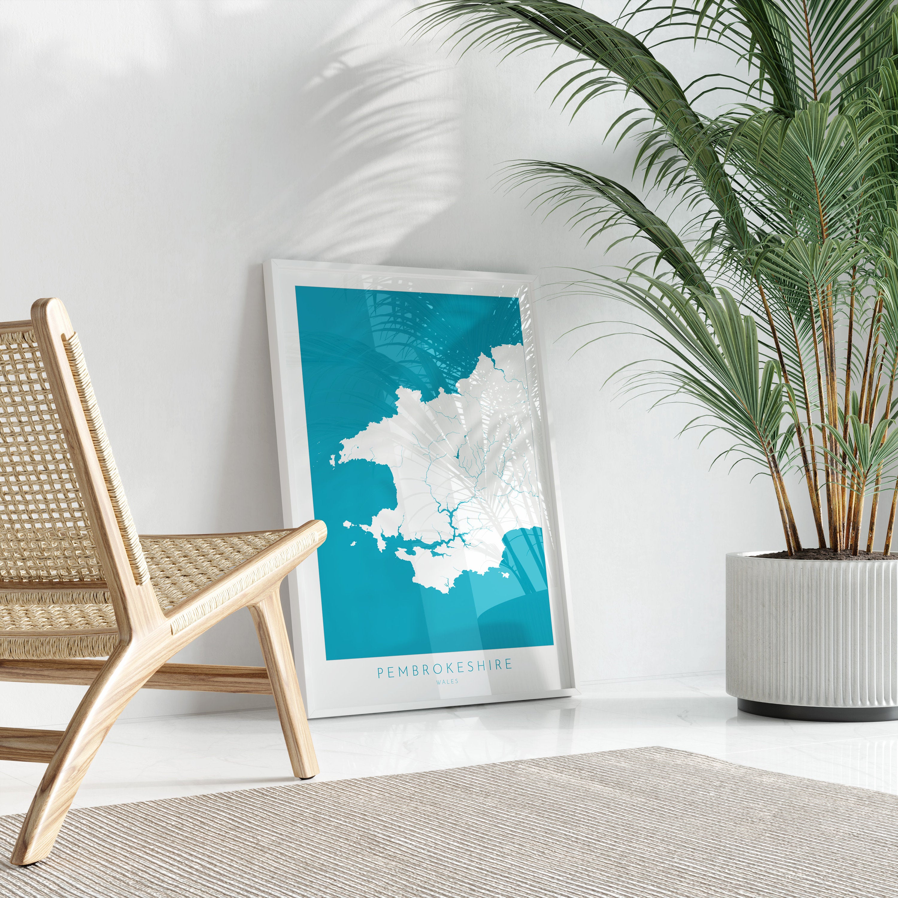 Pembrokeshire Map Art- Pembrokeshire Wales Map Print, Pembrokeshire Travel Poster, Pembrokeshire Coast, A1, A2, A3, A4, Wales Gift