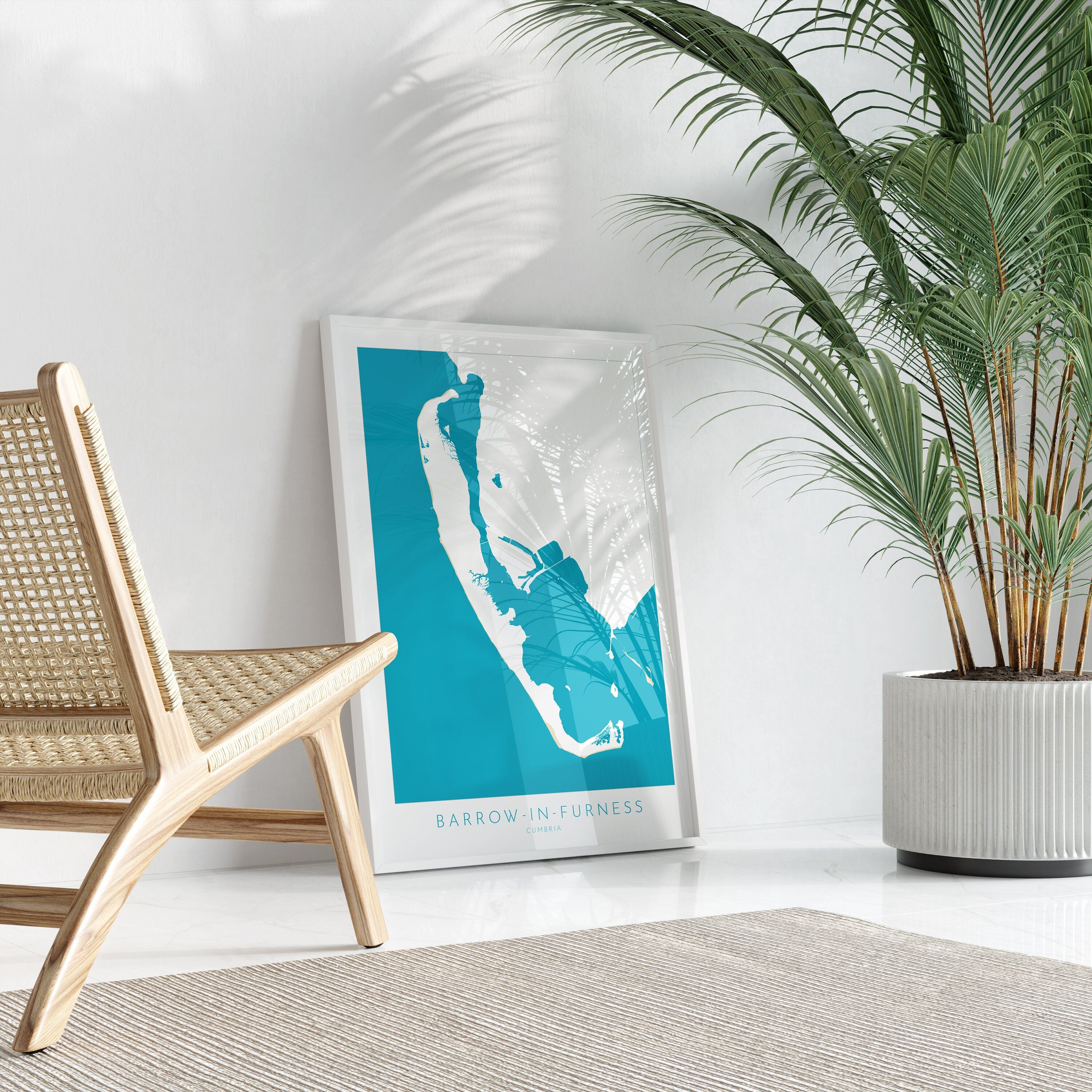 Barrow-in-Furness Map Art - Barrow-in-Furness Art Print, Cumbria Map Art, Cumbria Travel Poster, Nautical Décor, UK Coast