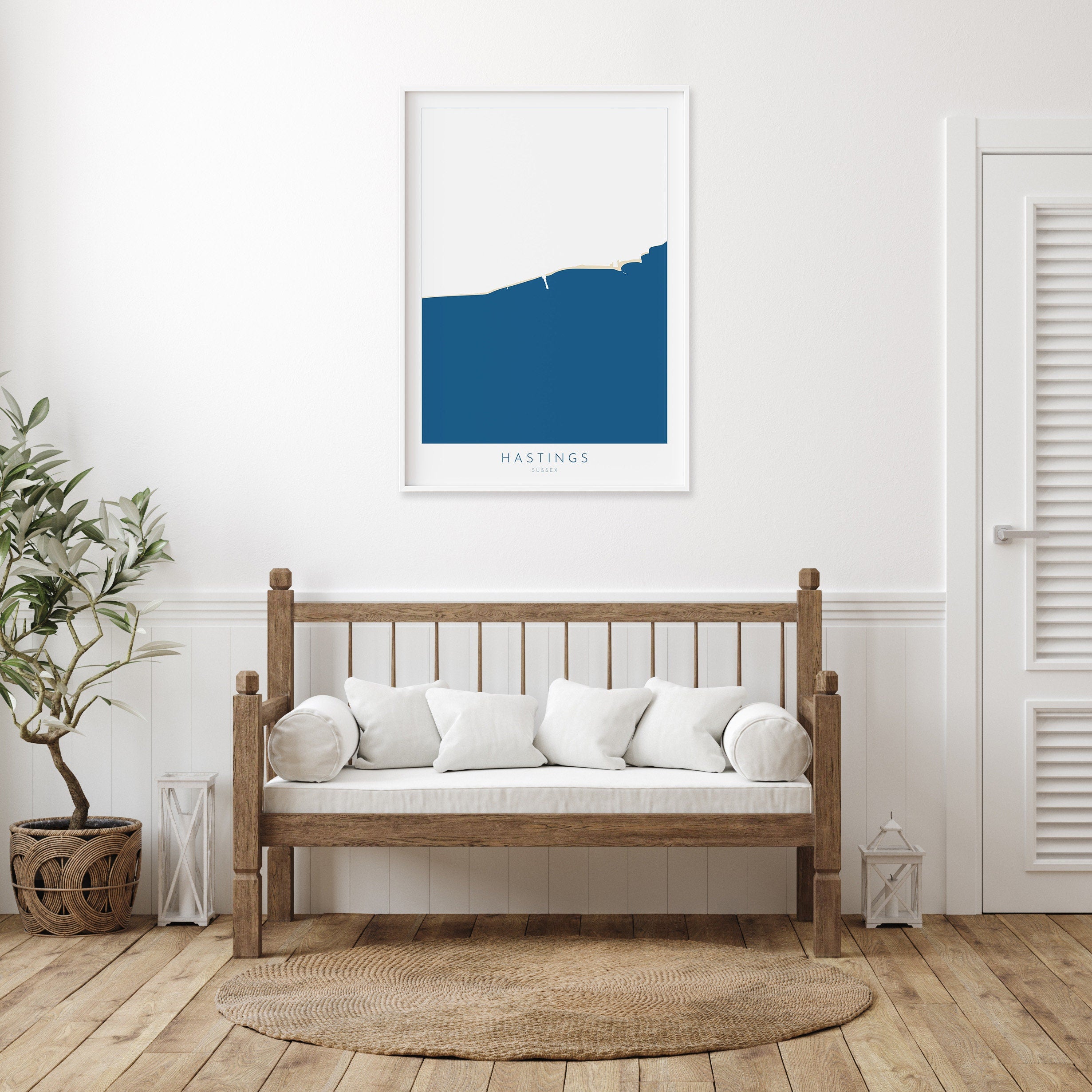 Hastings Map Print - Hasting Art Poster, East Sussex Map Art, Hastings Travel Poster, Sussex Coast, A1, A2, A3, A4, Hastings Beach